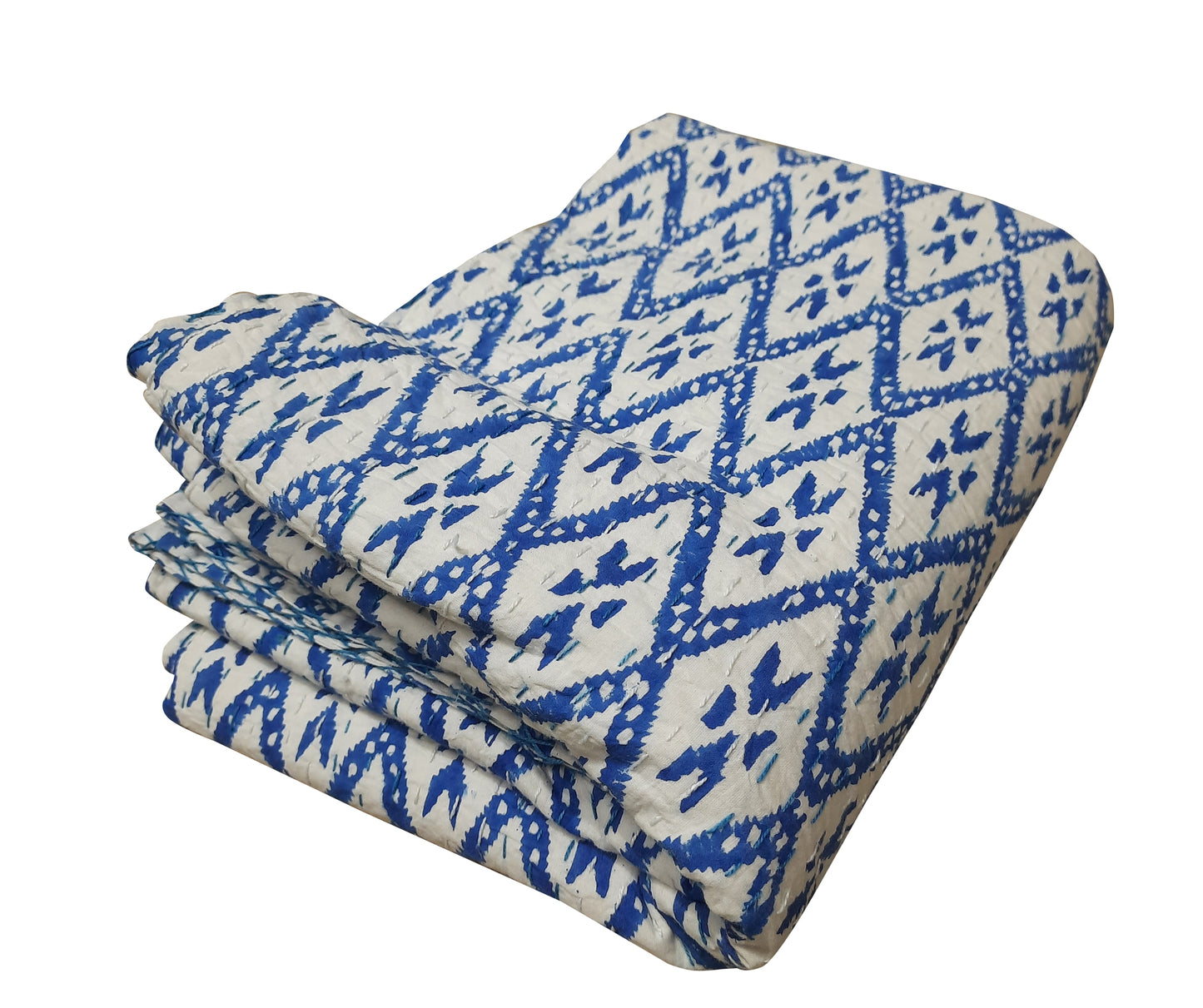 Handmade Cotton Kantha Bedspread Quilt Handmade Throw Blanket Gudari Traditional block Printed