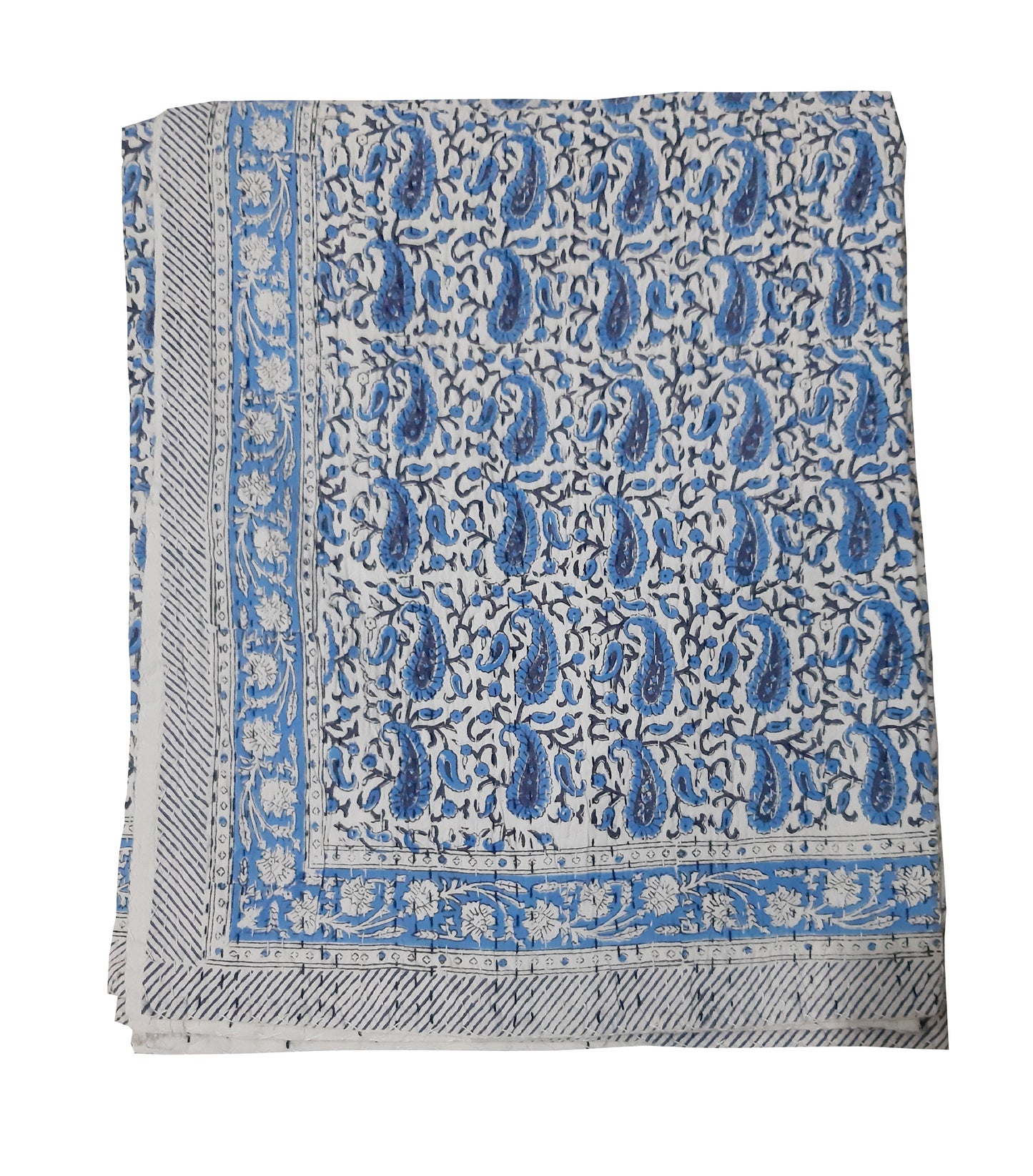 Handmade Cotton Kantha Bedspread Quilt Handmade Throw Blanket Gudari Traditional block Printed