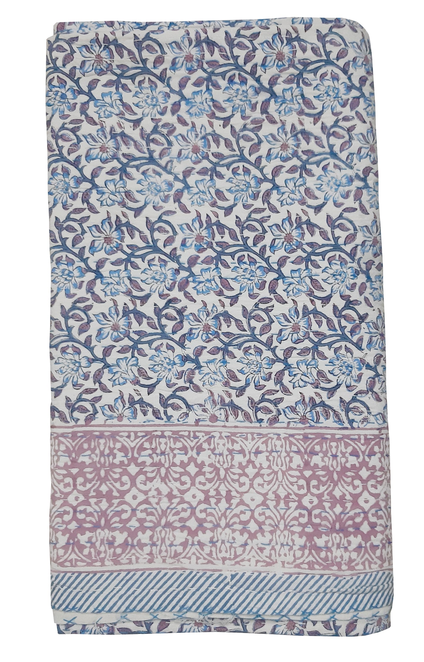 Handmade Cotton Kantha Bedspread Quilt Handmade Throw Blanket Gudari Traditional block Printed