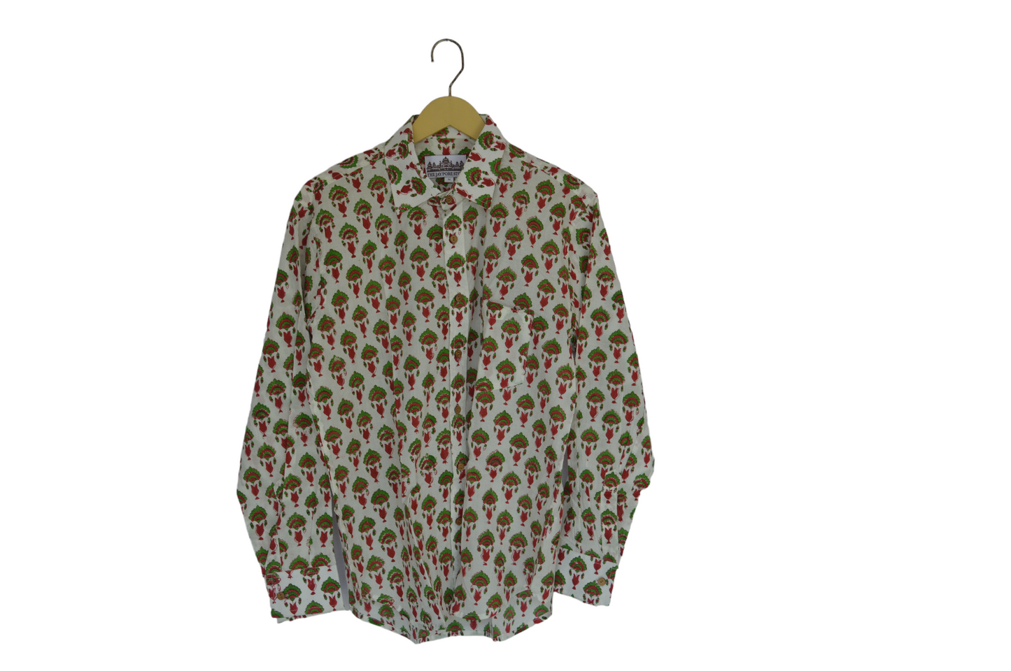Men's Cotton Shirt Slim Fit Full Sleeves Traditional Block Printed Button Down Skin Friendly Cotton fabric Shirt