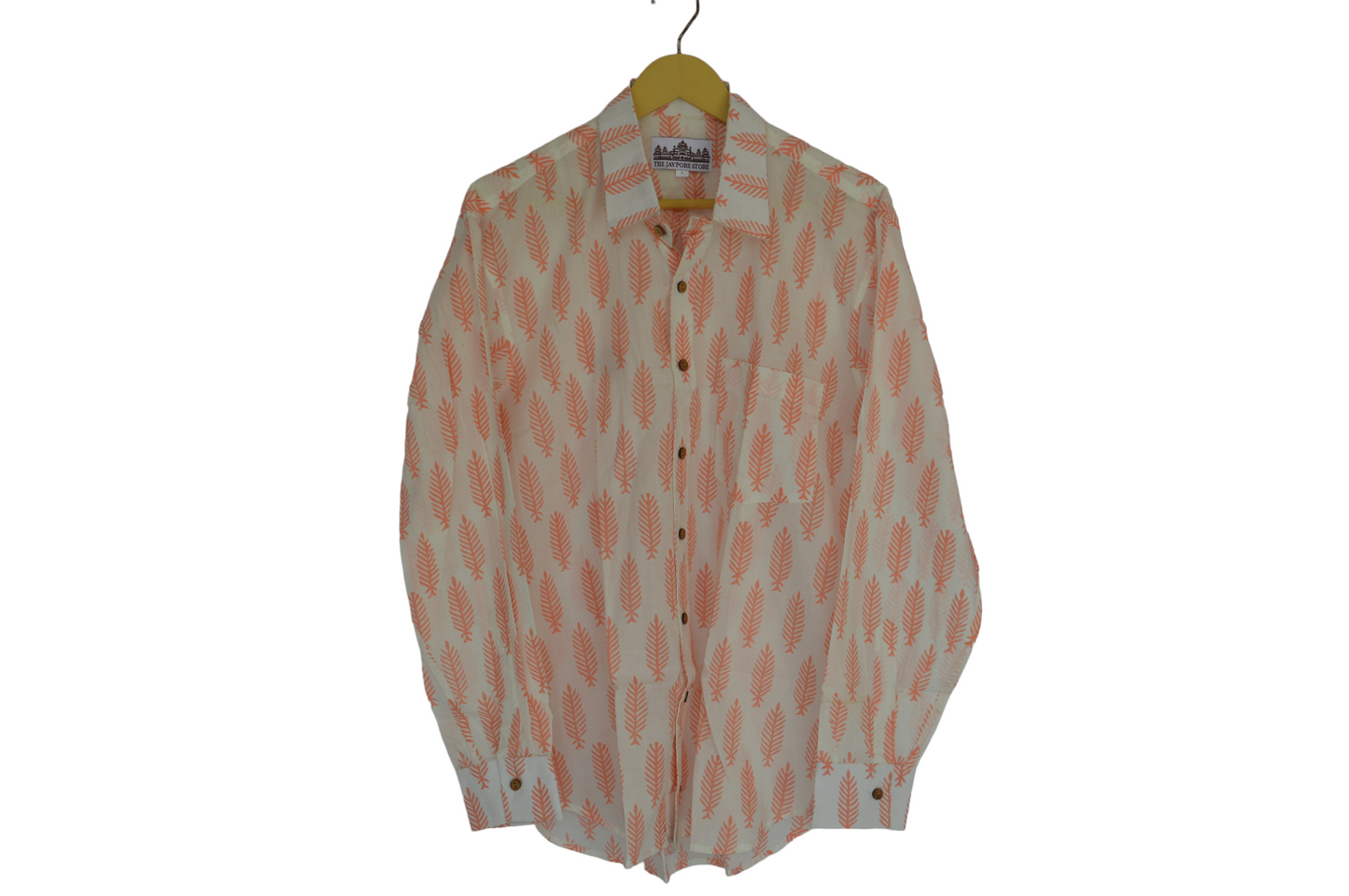 Men's Cotton Shirt Slim Fit Full Sleeves Traditional Block Printed Button Down Skin Friendly Cotton fabric Shirt