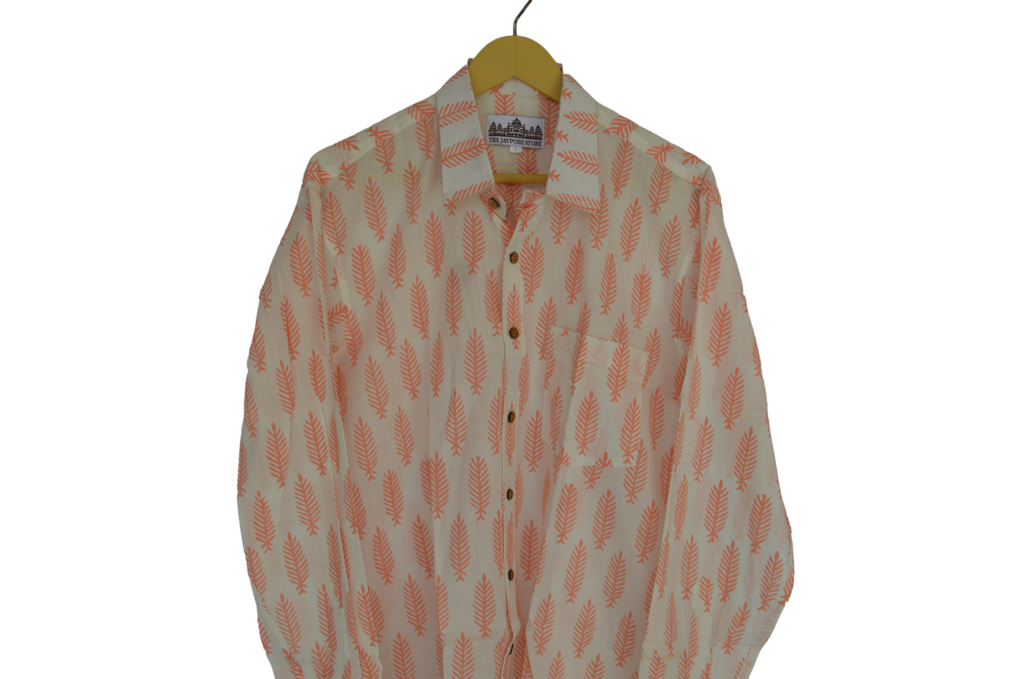 Men's Cotton Shirt Slim Fit Full Sleeves Traditional Block Printed Button Down Skin Friendly Cotton fabric Shirt