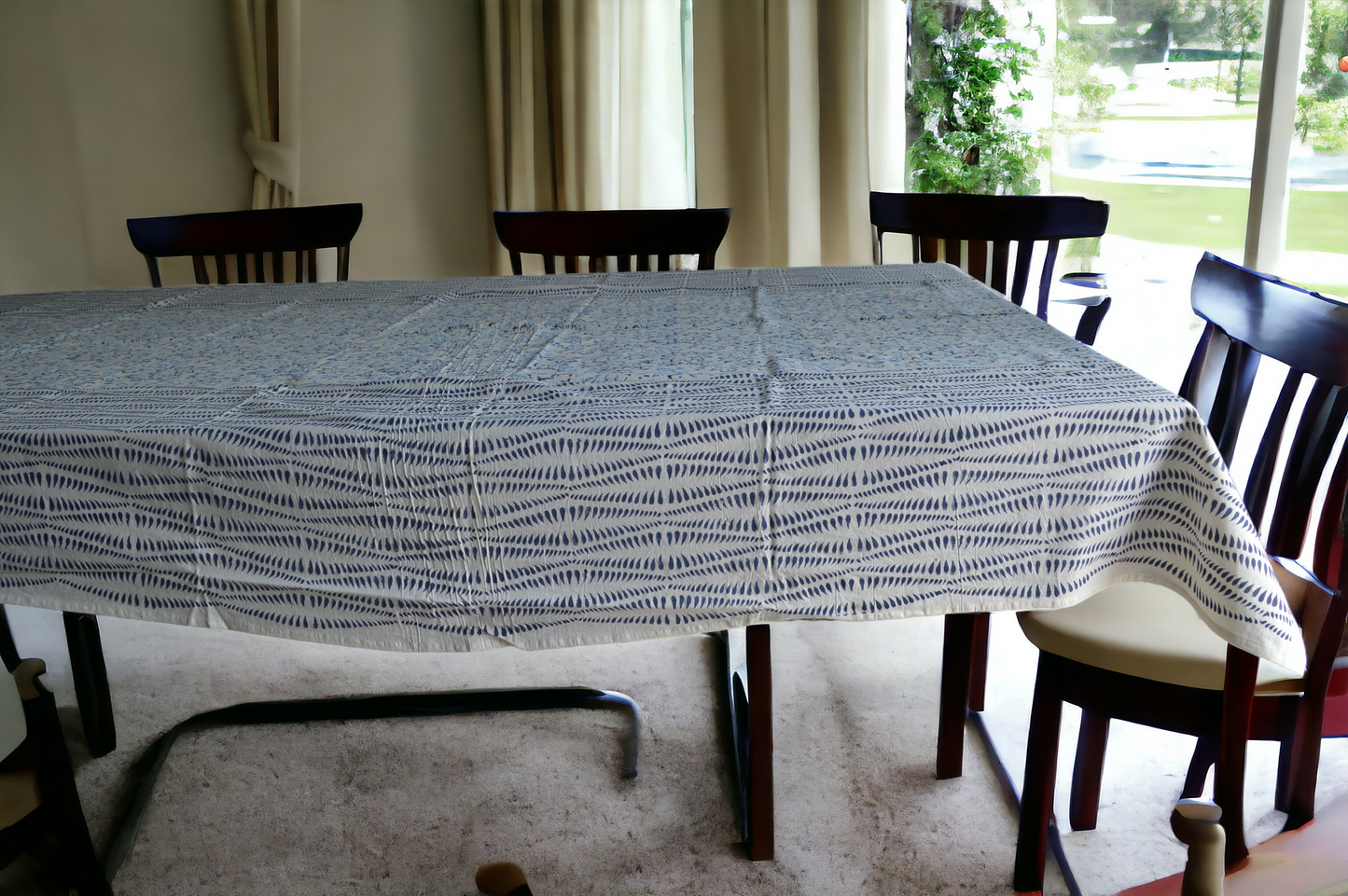 Indian Hand Block Traditional Printed Tablecloth Handmade Cotton Floral 6 Seater Tabletop Decorative for Dinning Table 60 * 90 Inches with Nepkins