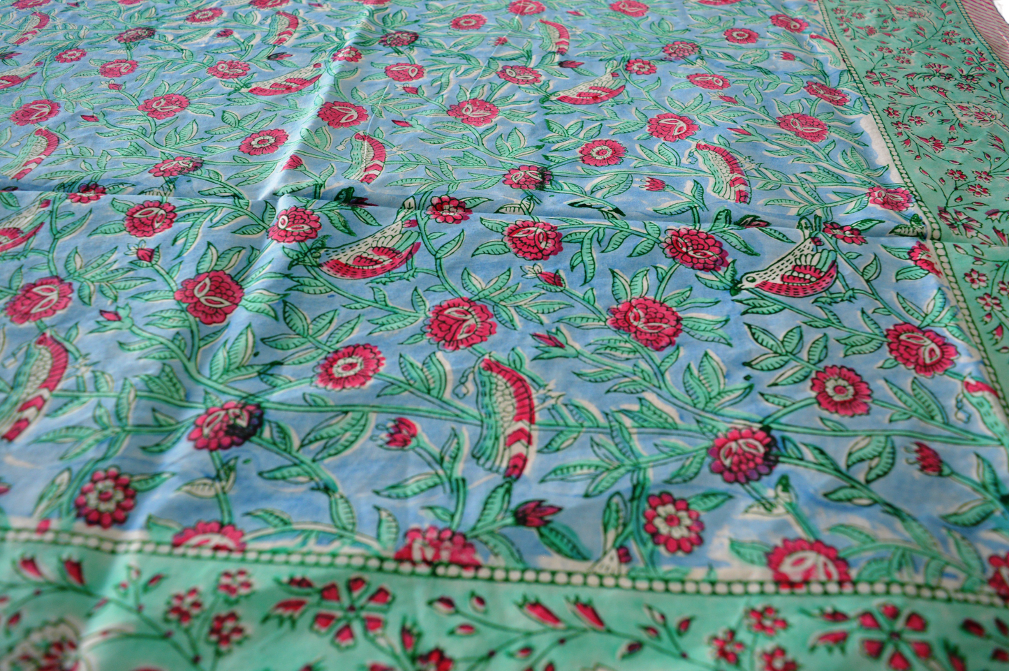 Indian Hand Block Traditional Printed Tablecloth Handmade Cotton Floral 6 Seater Tabletop Decorative for Dinning Table 60 * 90 Inches with Nepkins