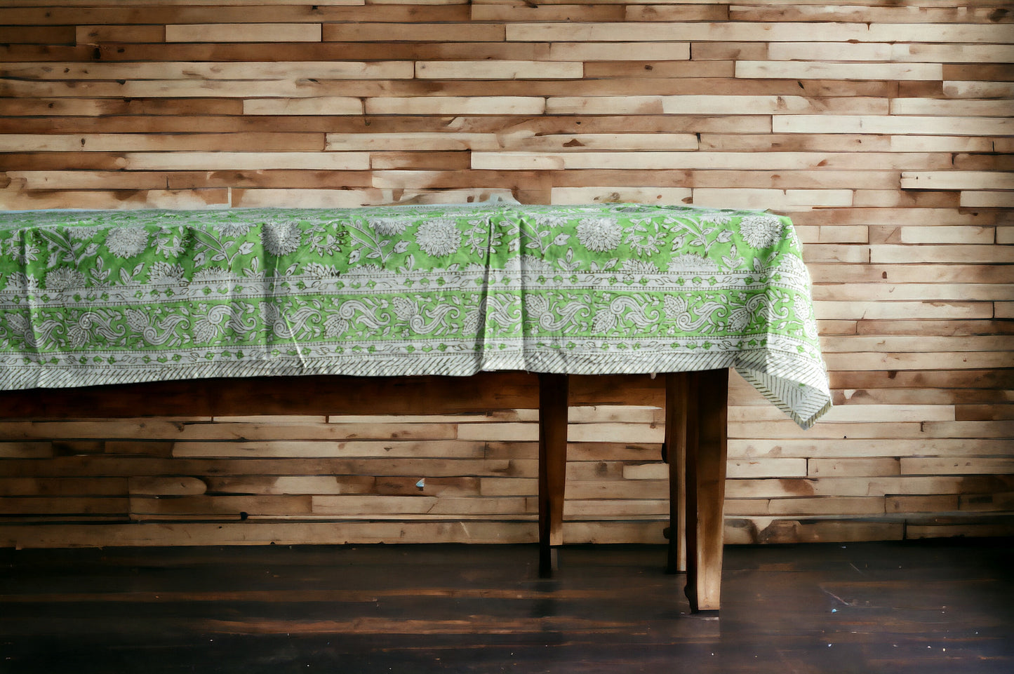 Indian Hand Block Traditional Printed Tablecloth Handmade Cotton Floral 6 Seater Tabletop Decorative for Dinning Table 60 * 90 Inches with Nepkins