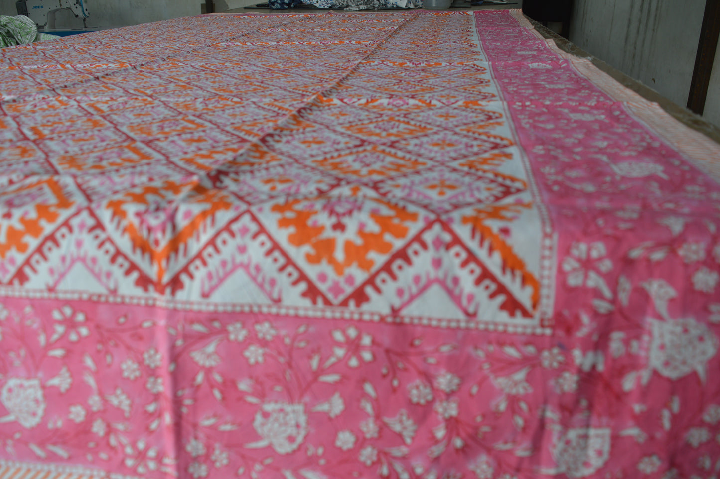 Indian Hand Block Traditional Printed Tablecloth Handmade Cotton Floral 6 Seater Tabletop Decorative for Dinning Table 60 * 90 Inches with Nepkins
