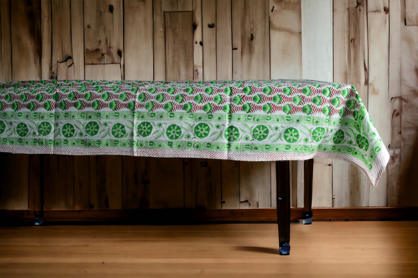 Indian Hand Block Traditional Printed Tablecloth Handmade Cotton Floral 6 Seater Tabletop Decorative for Dinning Table 60 * 90 Inches with Nepkins