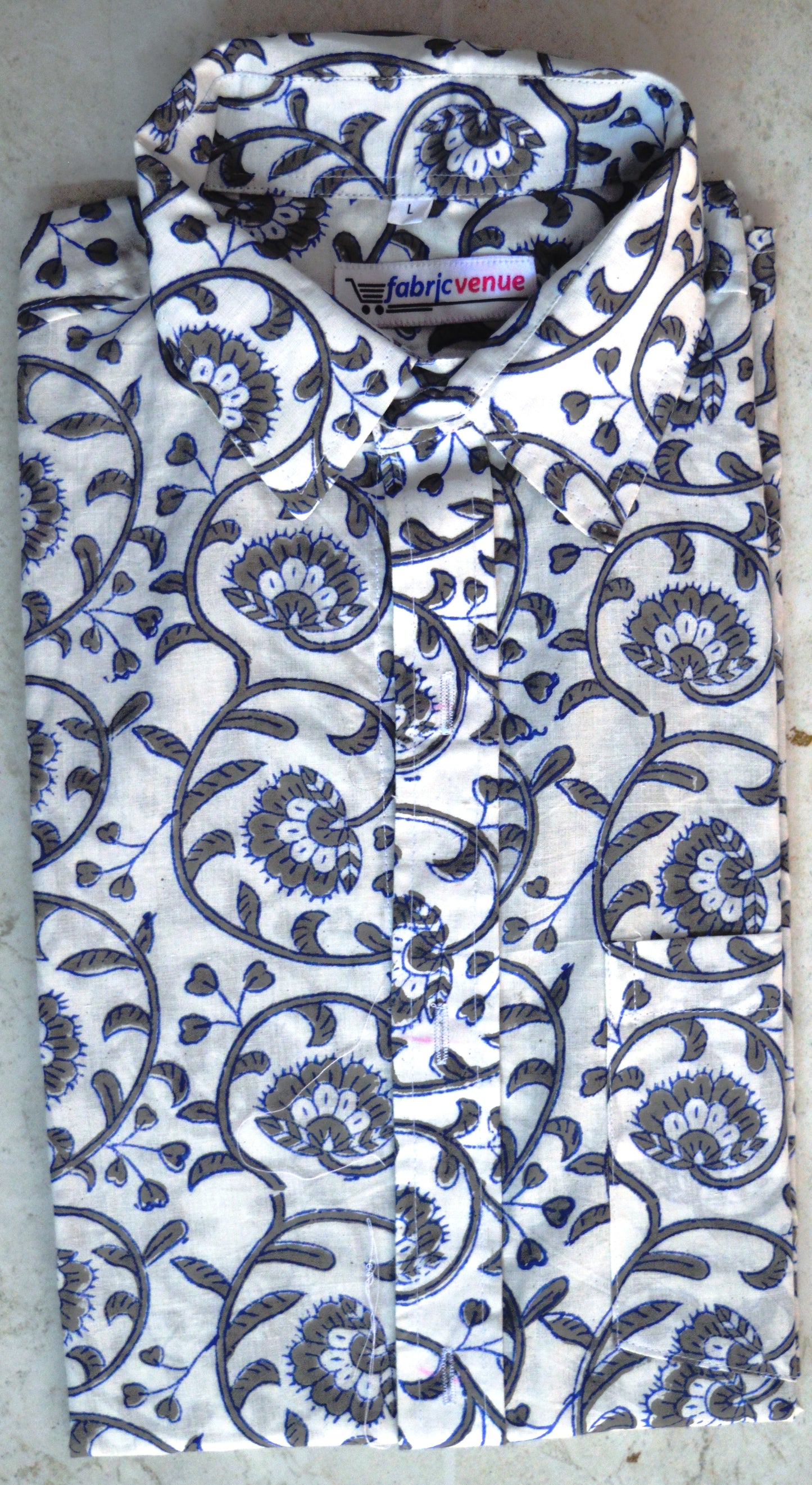 Men's Cotton Shirt Slim Fit Full Sleeves Traditional Block Printed Button Down Skin Friendly Cotton fabric Shirt