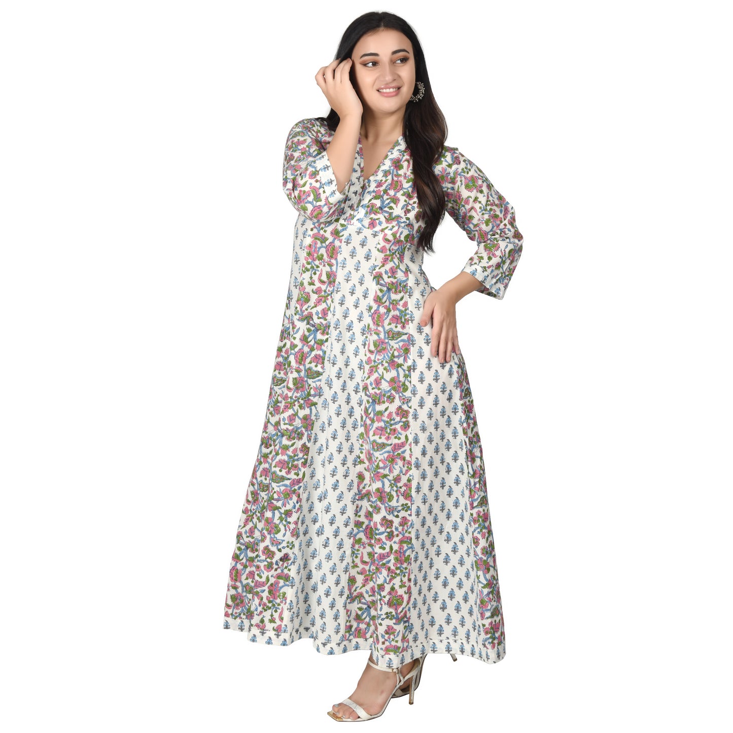 Women & Girls Pannel Dress Traditional Block Printed Cotton Dress Party Wear Long Summer dress