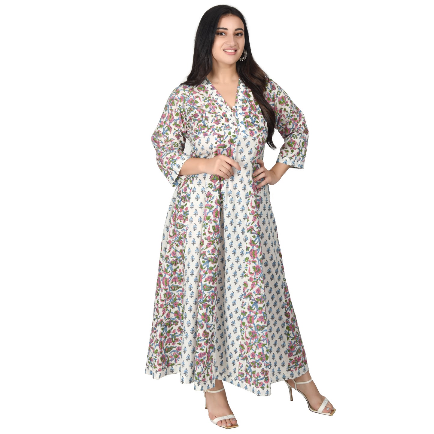 Women & Girls Pannel Dress Traditional Block Printed Cotton Dress Party Wear Long Summer dress