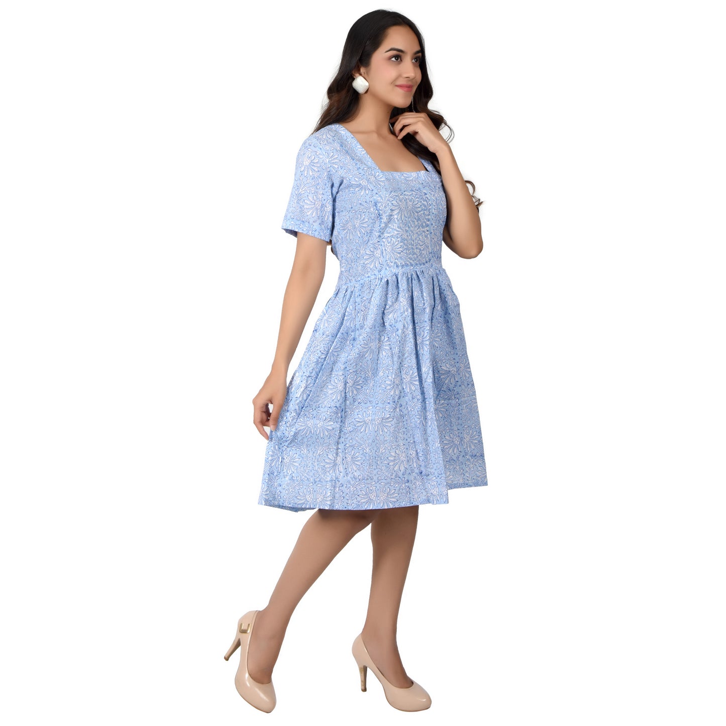 Women Midi Pannel Dress Traditional Block Printed Cotton Dress Casual Wear Summer dress