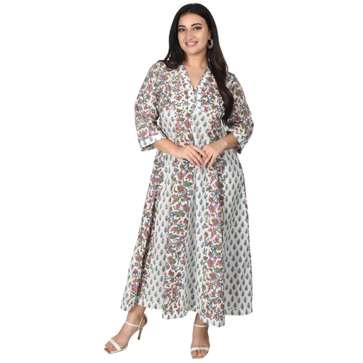 Women & Girls Pannel Dress Traditional Block Printed Cotton Dress Party Wear Long Summer dress