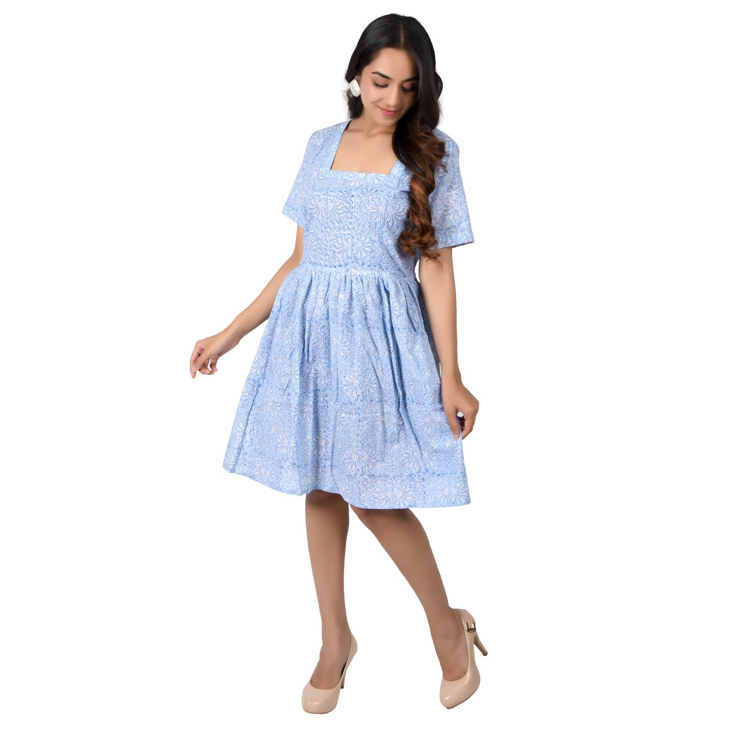 Women Midi Pannel Dress Traditional Block Printed Cotton Dress Casual Wear Summer dress