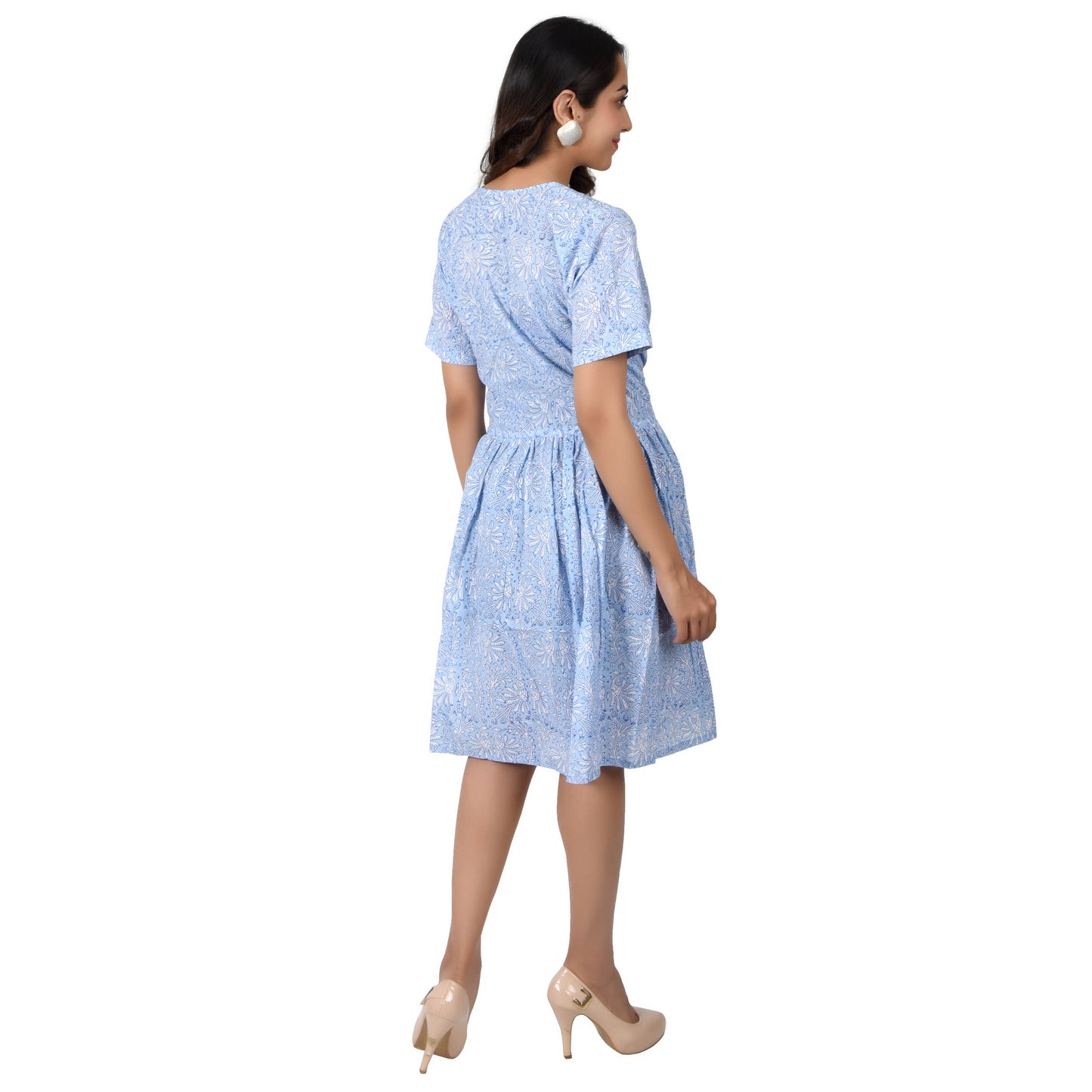Women Midi Pannel Dress Traditional Block Printed Cotton Dress Casual Wear Summer dress