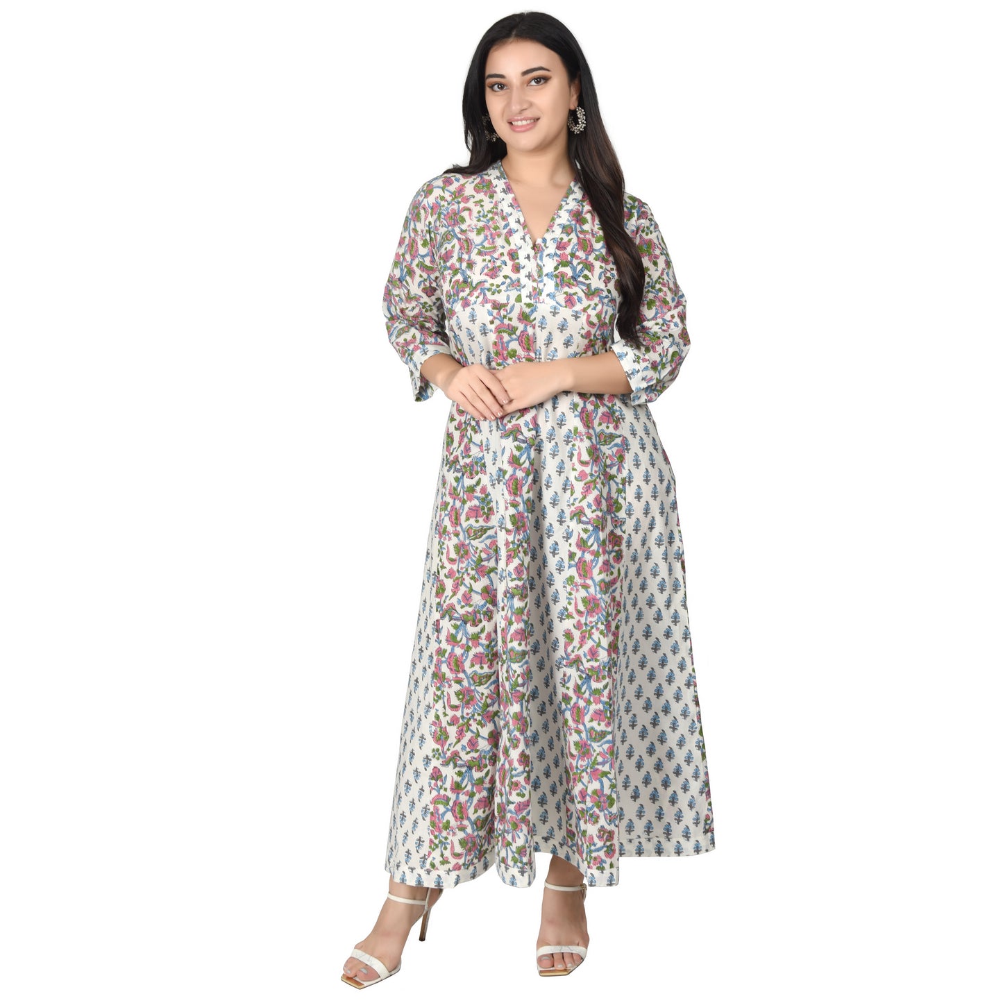 Women & Girls Pannel Dress Traditional Block Printed Cotton Dress Party Wear Long Summer dress