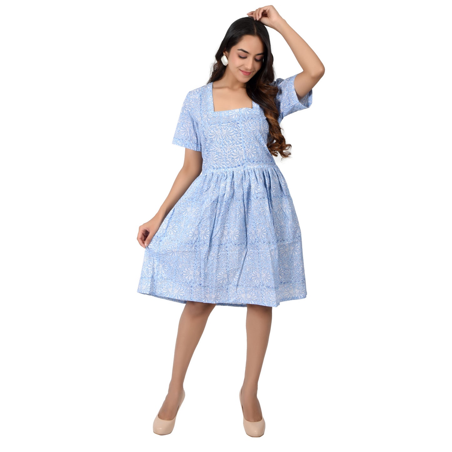 Women Midi Pannel Dress Traditional Block Printed Cotton Dress Casual Wear Summer dress