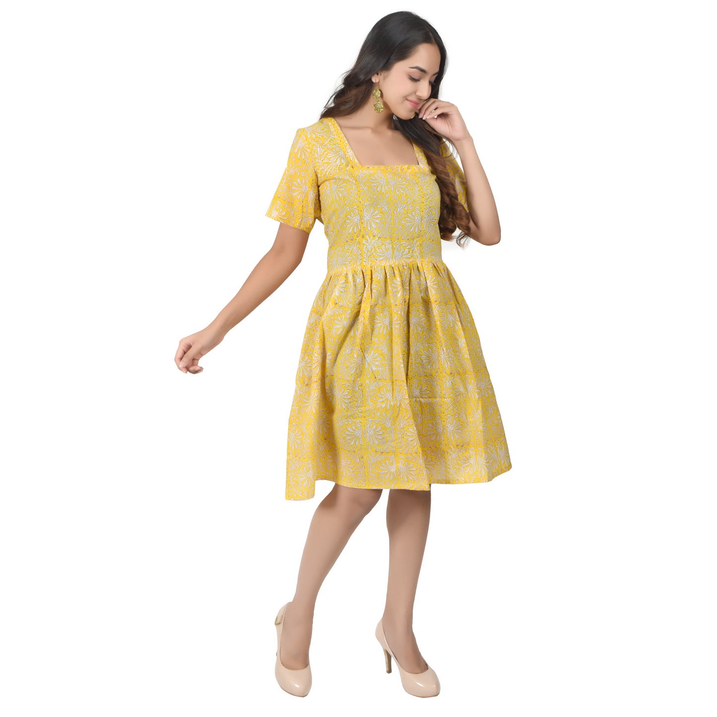 Women Midi Pannel Dress Traditional Block Printed Cotton Dress Casual Wear Summer dress