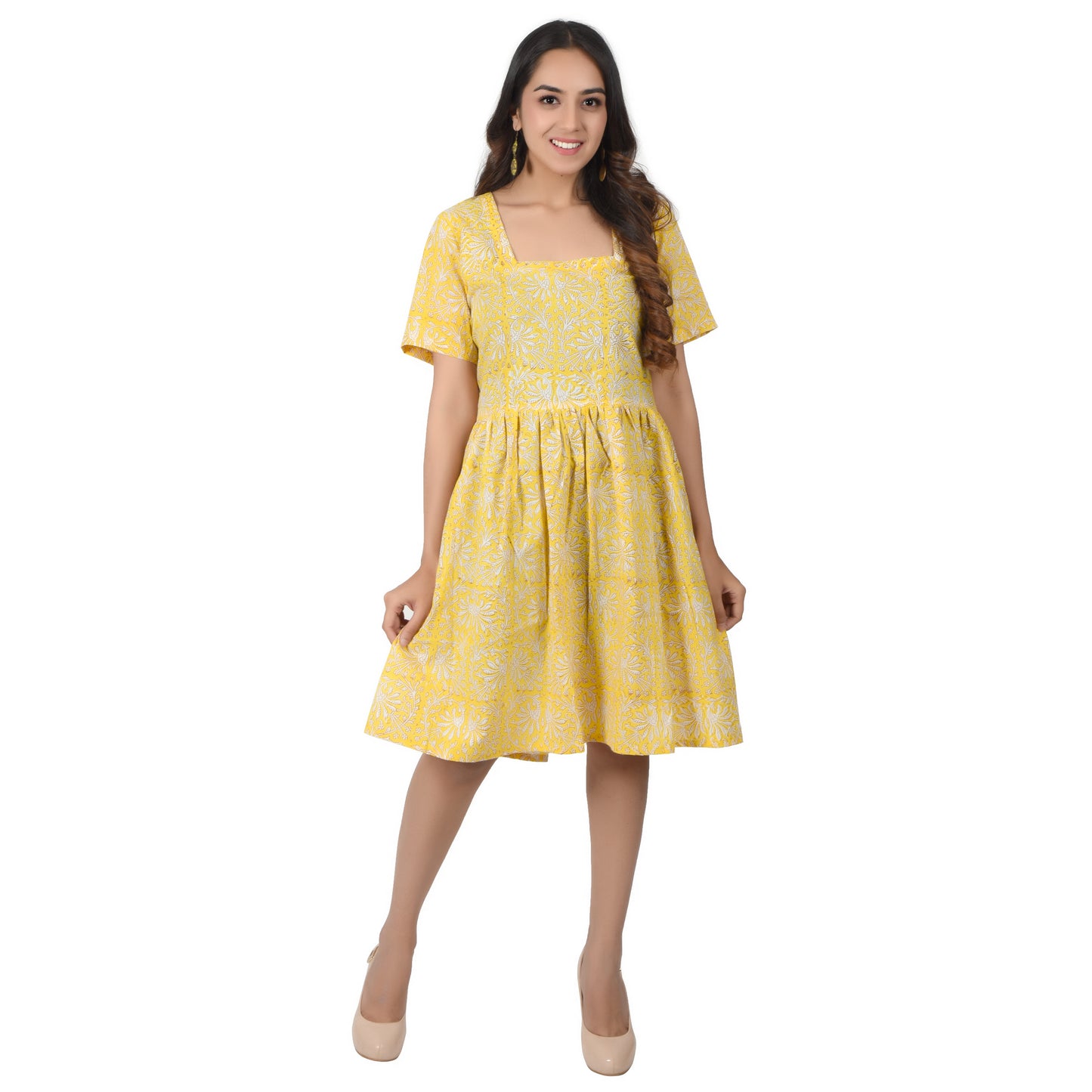 Women Midi Pannel Dress Traditional Block Printed Cotton Dress Casual Wear Summer dress
