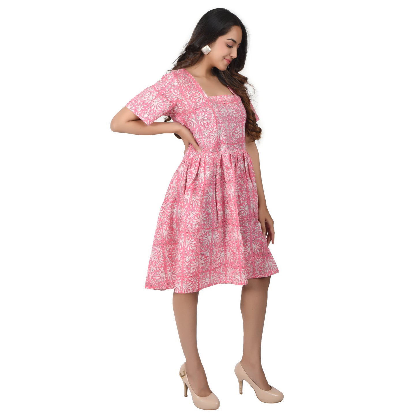 Women Midi Pannel Dress Traditional Block Printed Cotton Dress Casual Wear Summer dress