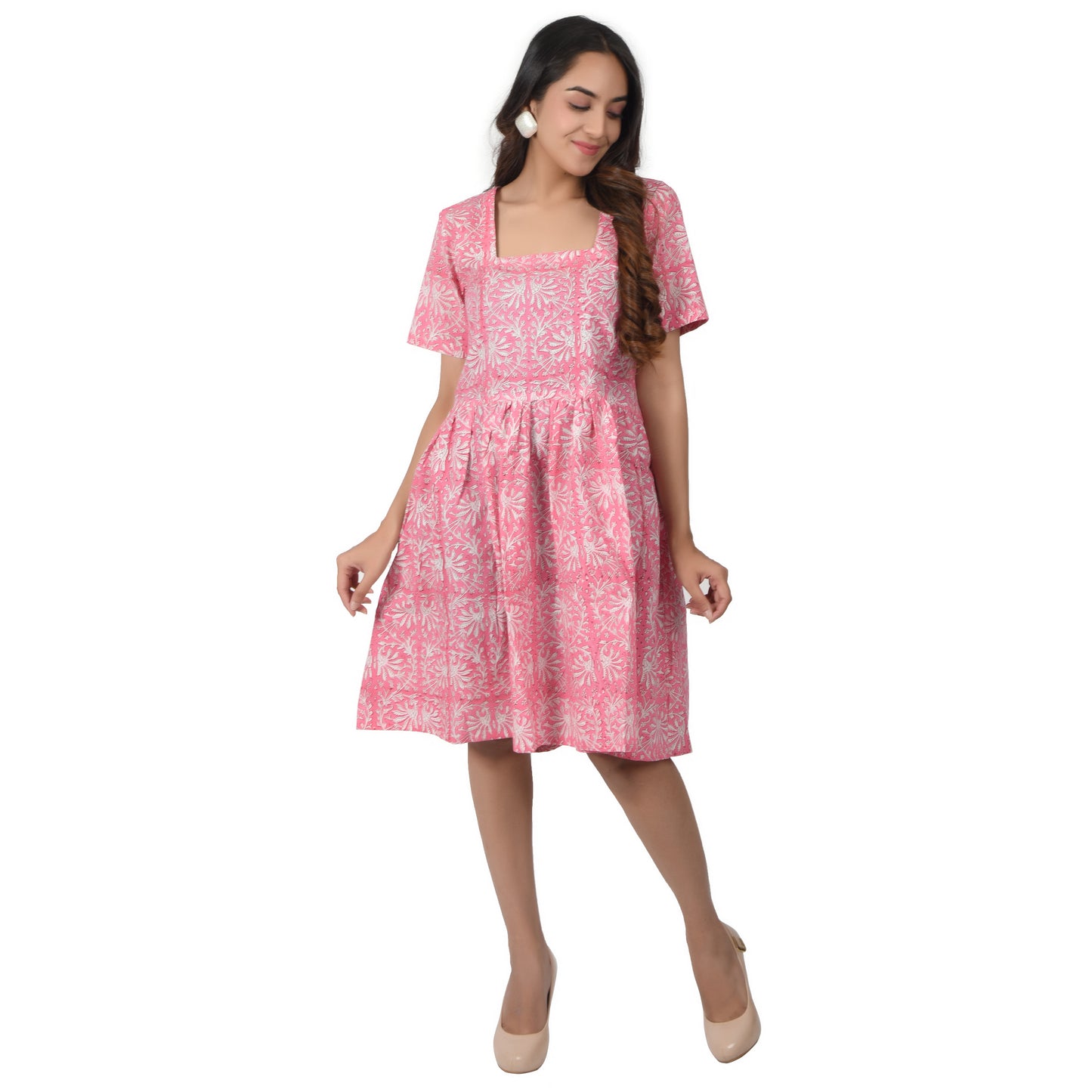 Women Midi Pannel Dress Traditional Block Printed Cotton Dress Casual Wear Summer dress