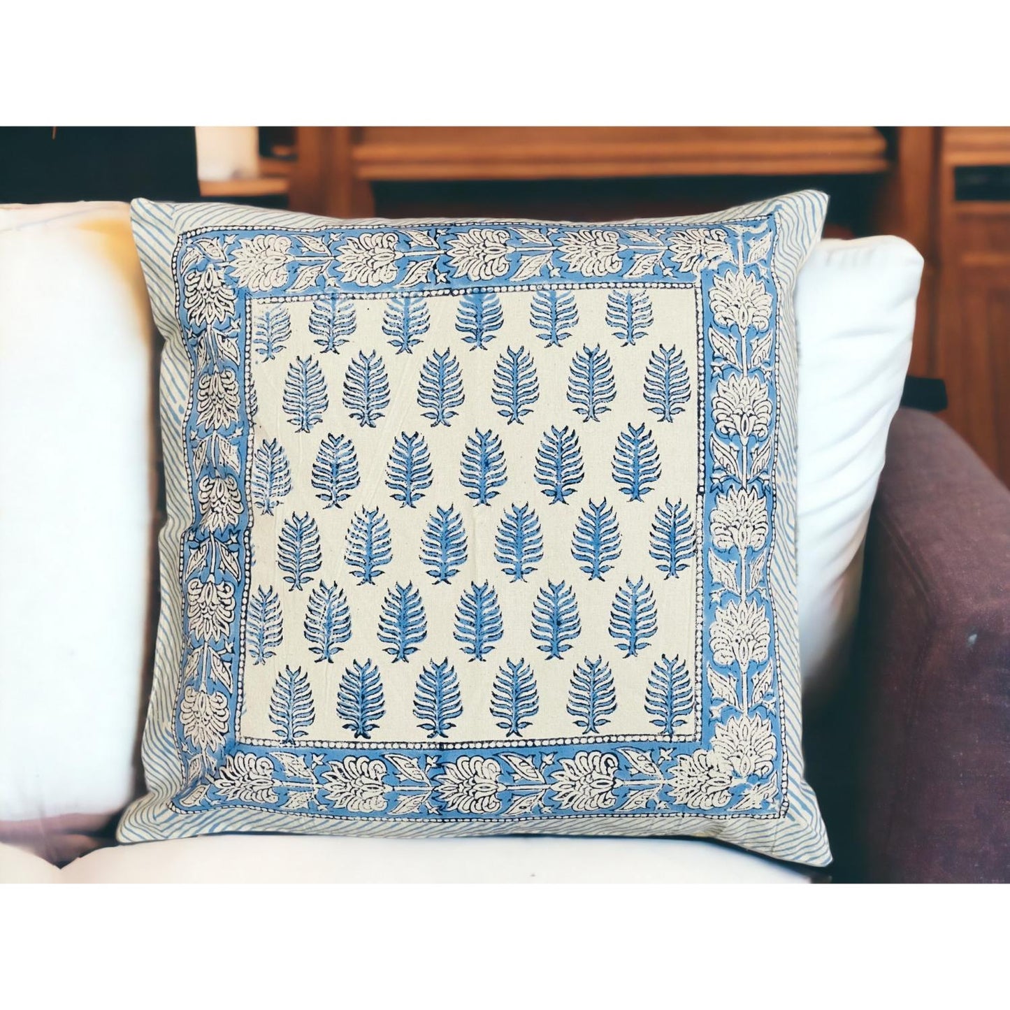 Cotton Cushion Cover Traditional Hand Block Printed Suitable for Bed Room,Living Room,Sofa Car Couch 16x16