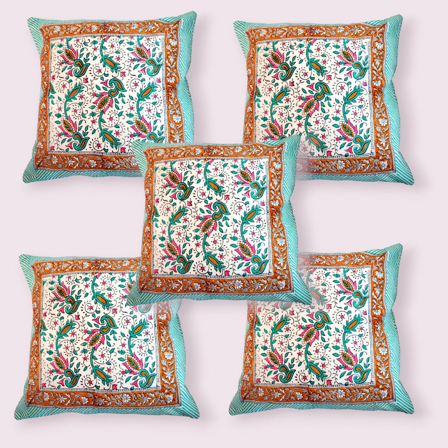 Cotton Cushion Cover Traditional Hand Block Printed Suitable for Bed Room,Living Room,Sofa Car Couch 16x16