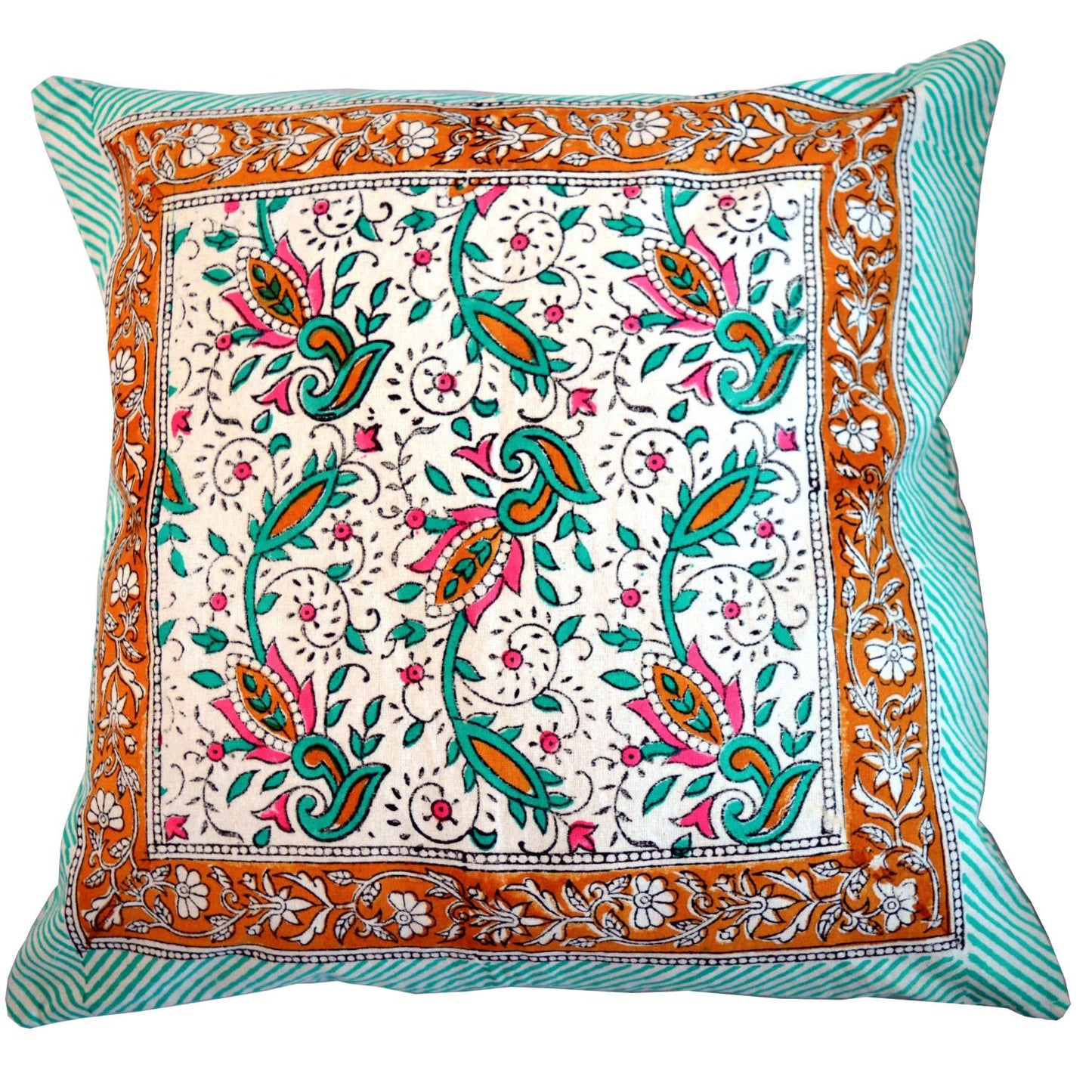 Cotton Cushion Cover Traditional Hand Block Printed Suitable for Bed Room,Living Room,Sofa Car Couch 16x16