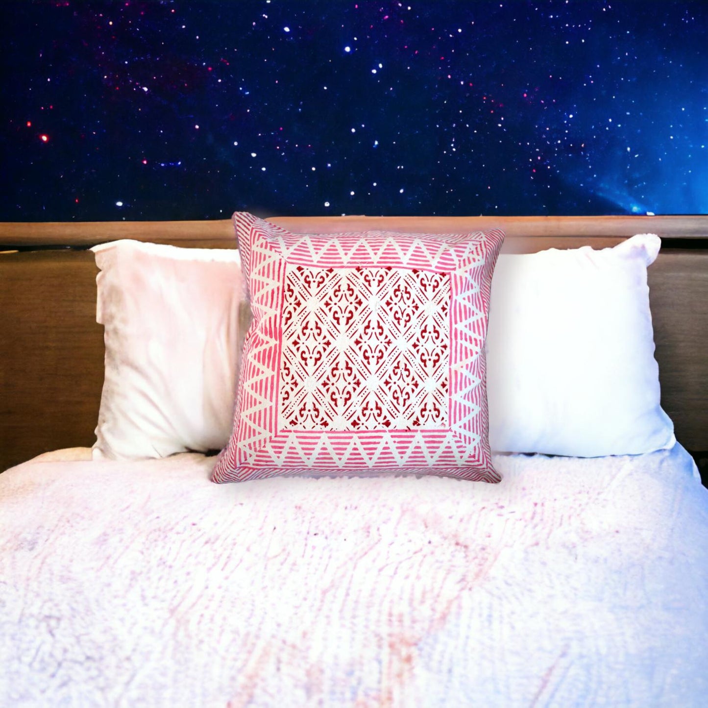 Cotton Cushion Cover Traditional Hand Block Printed Suitable for Bed Room,Living Room,Sofa Car Couch 16x16