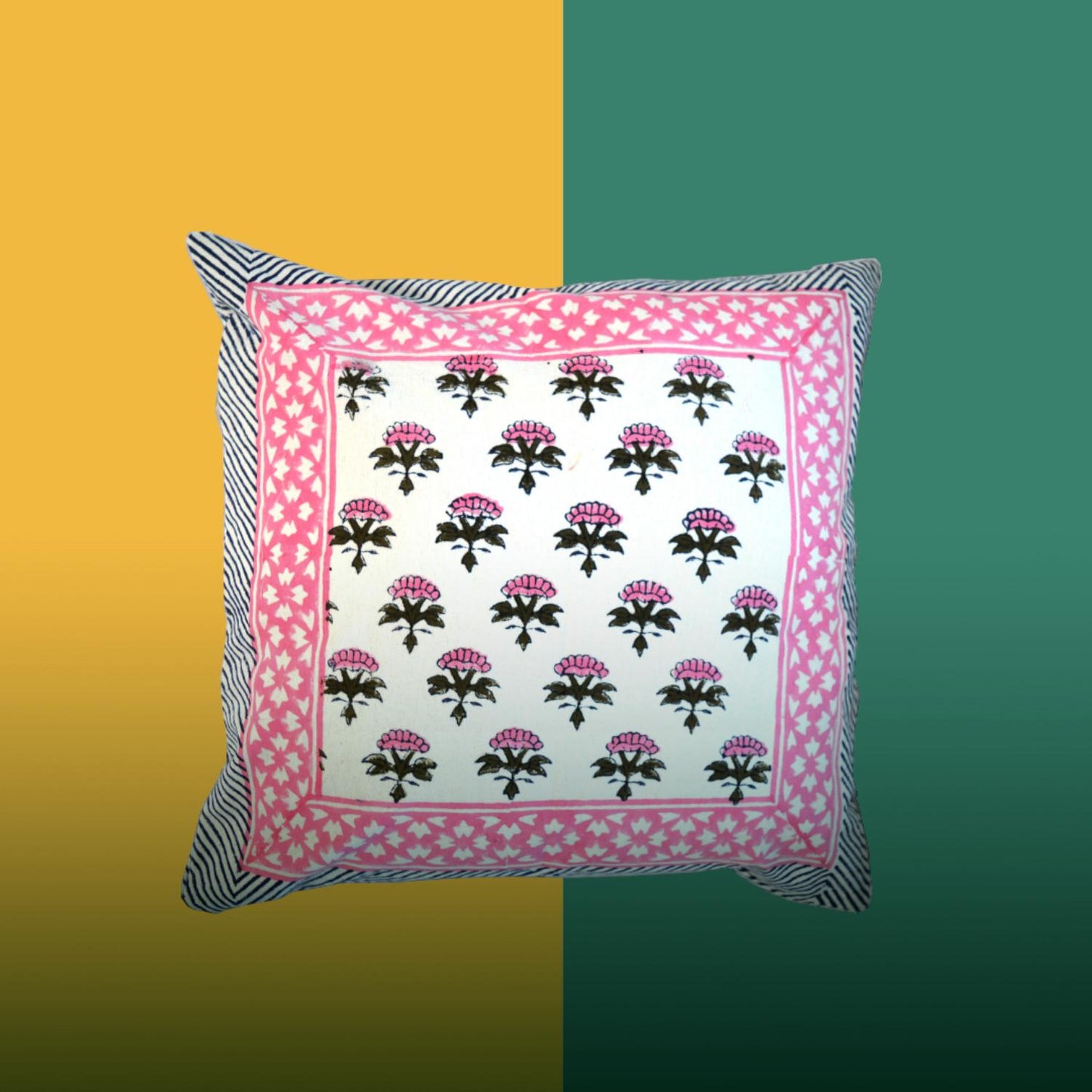 Cotton Cushion Cover Traditional Hand Block Printed Suitable for Bed Room,Living Room,Sofa Car Couch 16x16