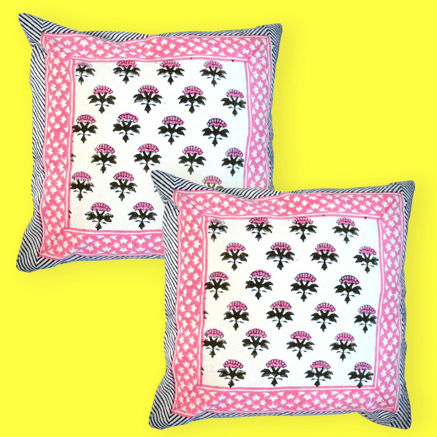 Cotton Cushion Cover Traditional Hand Block Printed Suitable for Bed Room,Living Room,Sofa Car Couch 16x16