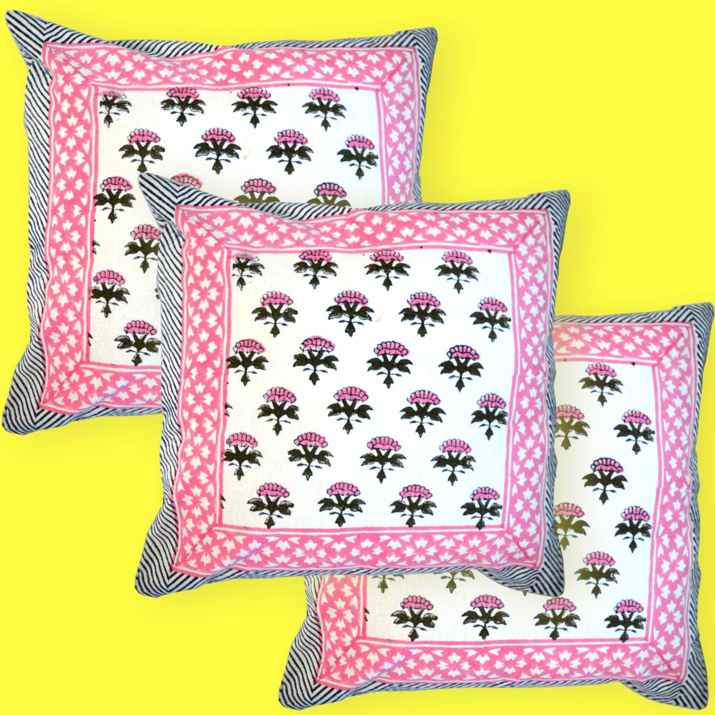 Cotton Cushion Cover Traditional Hand Block Printed Suitable for Bed Room,Living Room,Sofa Car Couch 16x16
