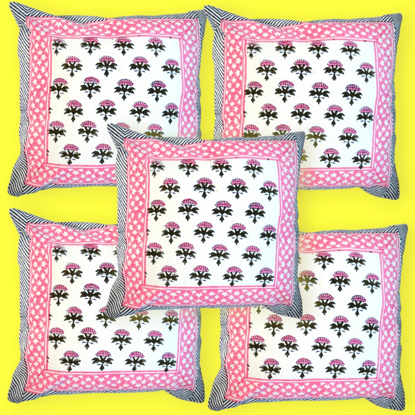 Cotton Cushion Cover Traditional Hand Block Printed Suitable for Bed Room,Living Room,Sofa Car Couch 16x16