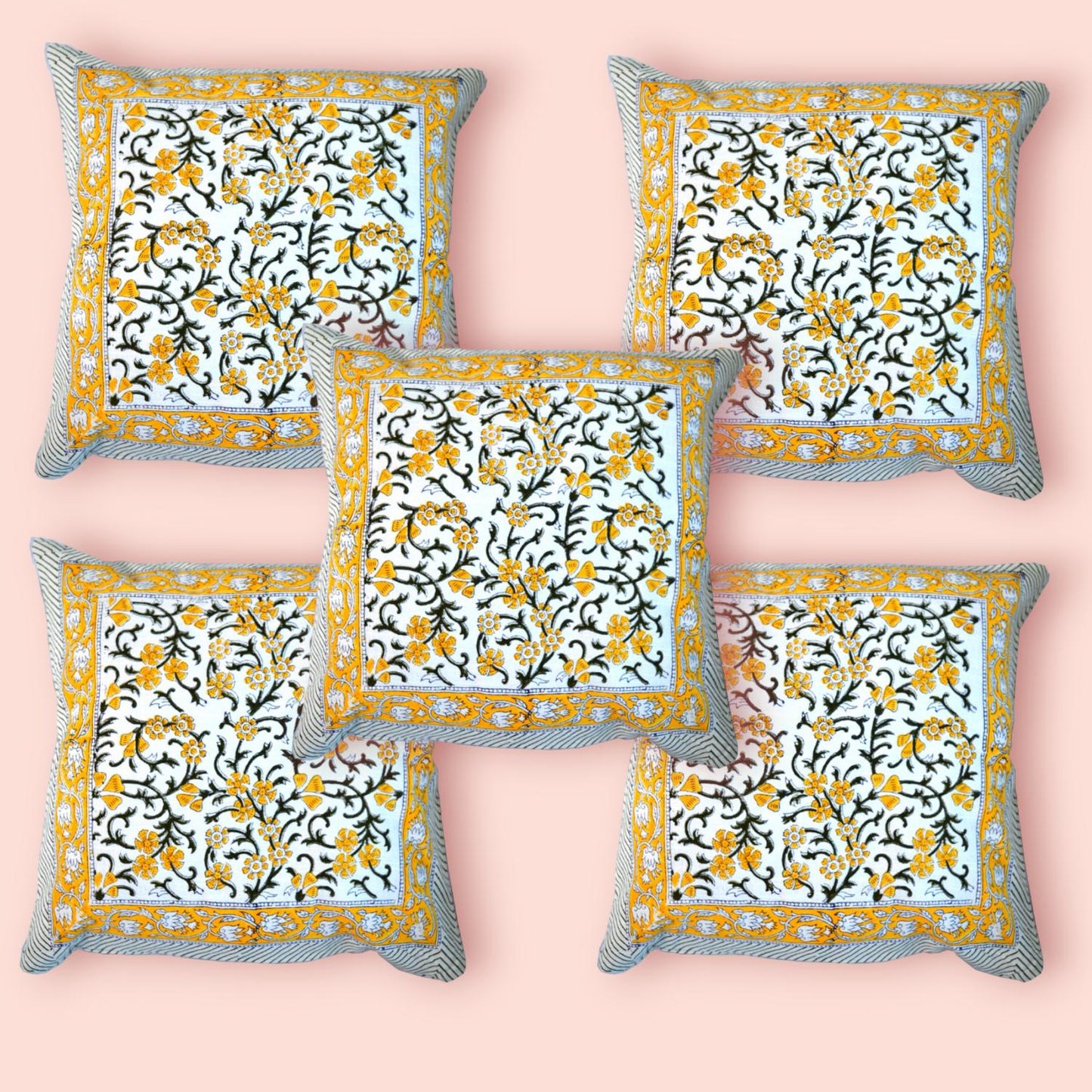 Cotton Cushion Cover Traditional Hand Block Printed Suitable for Bed Room,Living Room,Sofa Car Couch 16x16