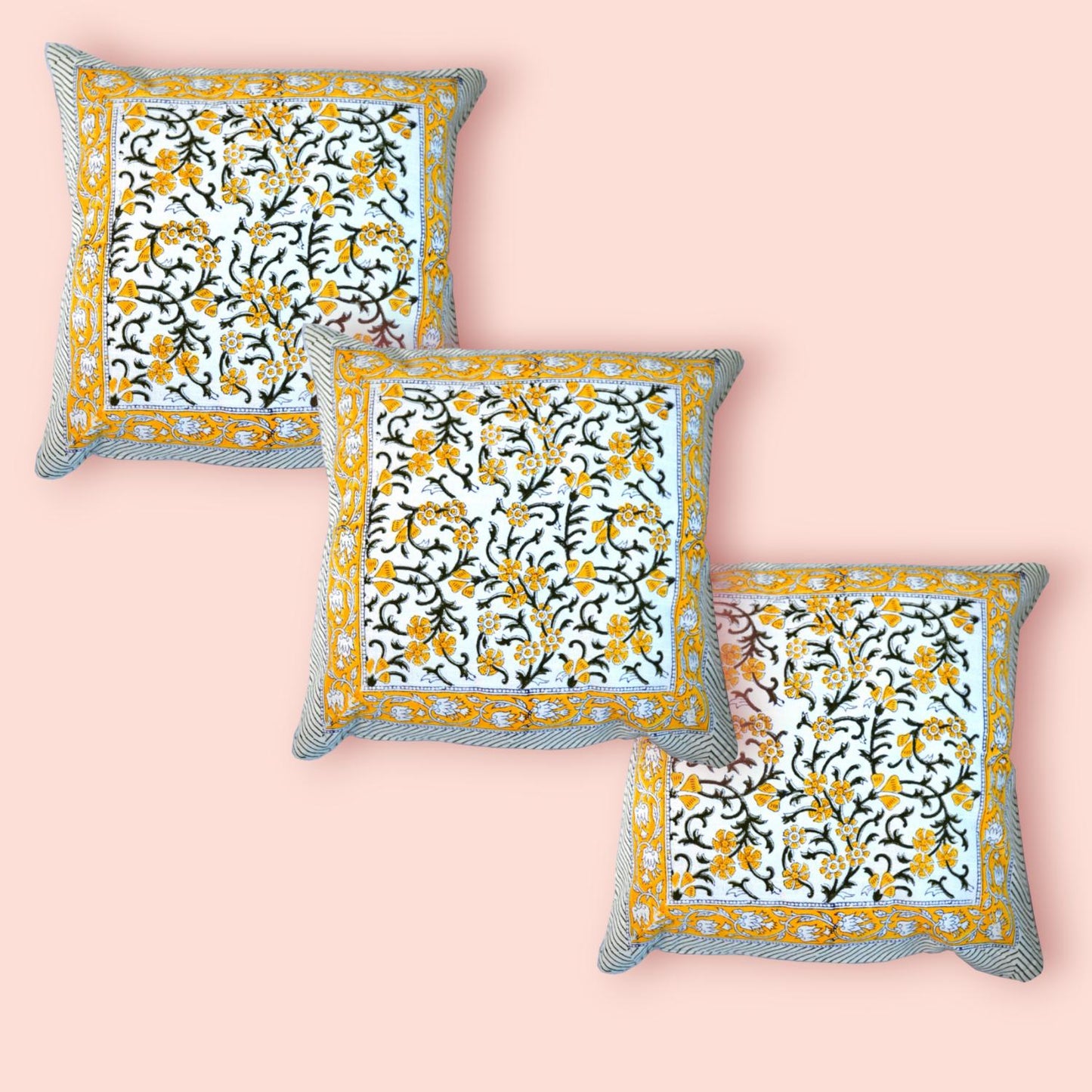 Cotton Cushion Cover Traditional Hand Block Printed Suitable for Bed Room,Living Room,Sofa Car Couch 16x16