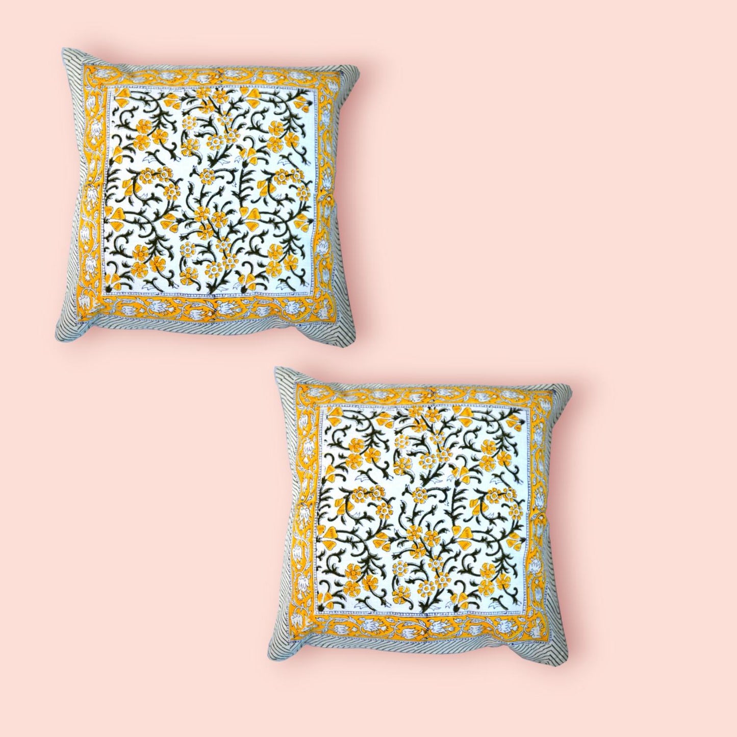Cotton Cushion Cover Traditional Hand Block Printed Suitable for Bed Room,Living Room,Sofa Car Couch 16x16