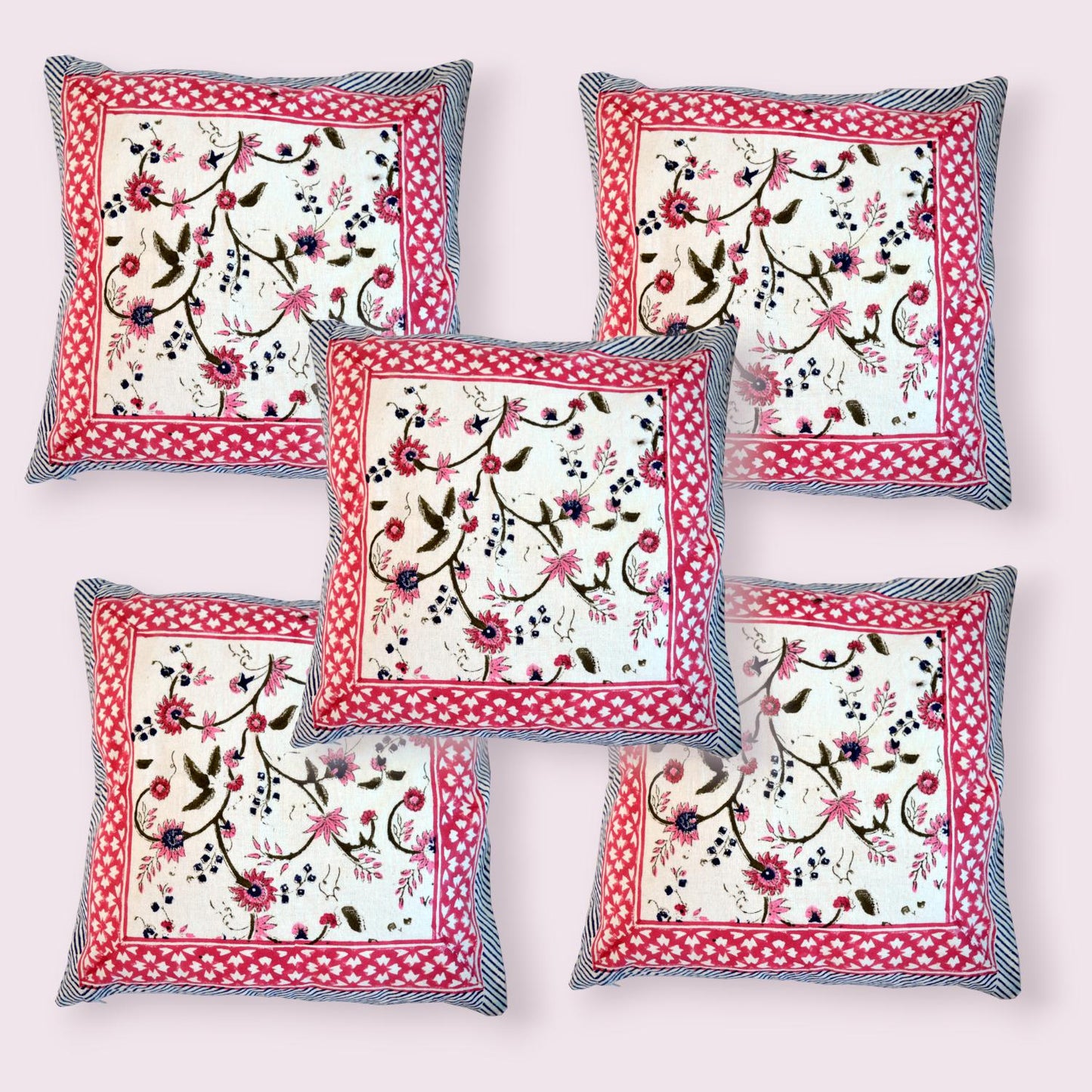 Cotton Cushion Cover Traditional Hand Block Printed Suitable for Bed Room,Living Room,Sofa Car Couch 16x16