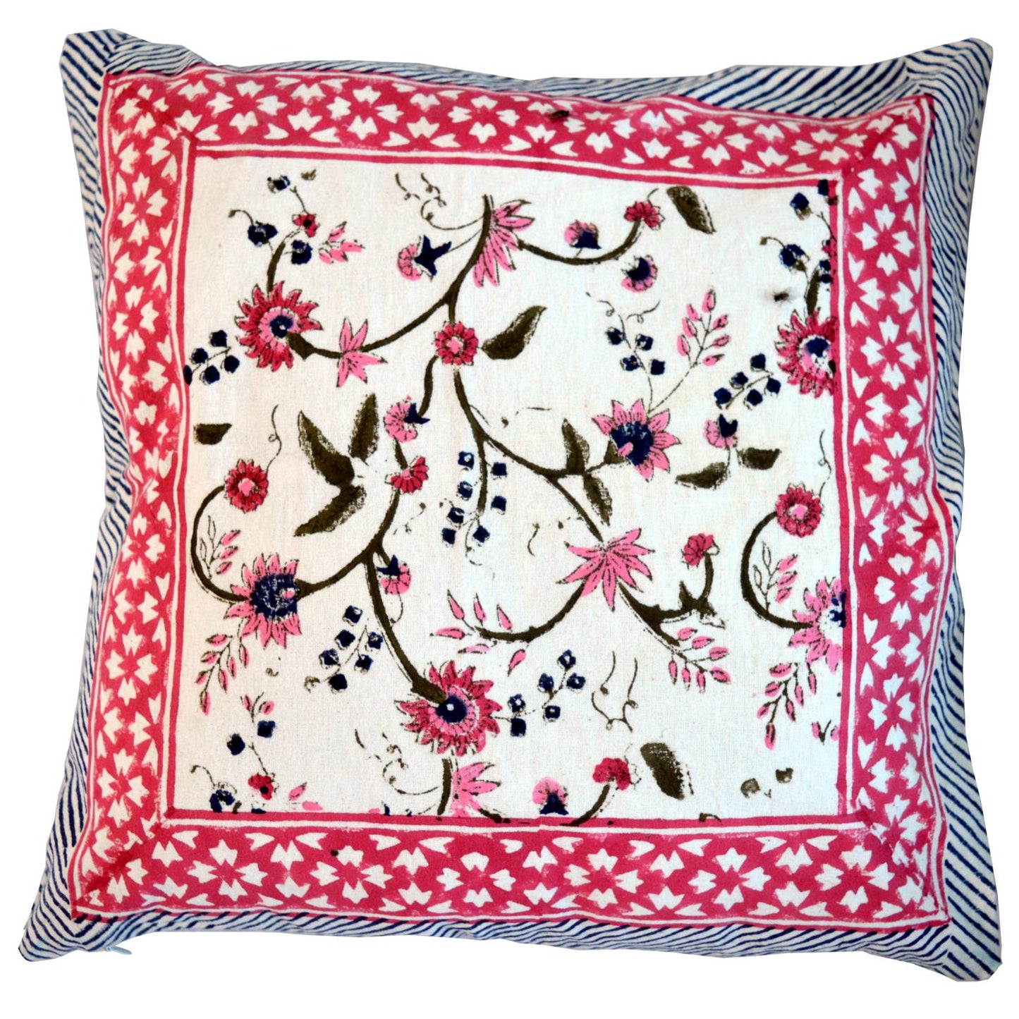 Cotton Cushion Cover Traditional Hand Block Printed Suitable for Bed Room,Living Room,Sofa Car Couch 16x16