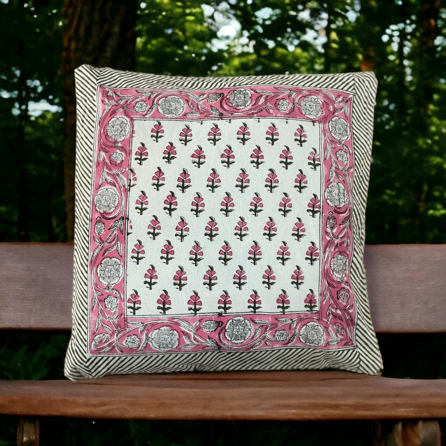 Cotton Cushion Cover Traditional Hand Block Printed Suitable for Bed Room,Living Room,Sofa Car Couch 16x16