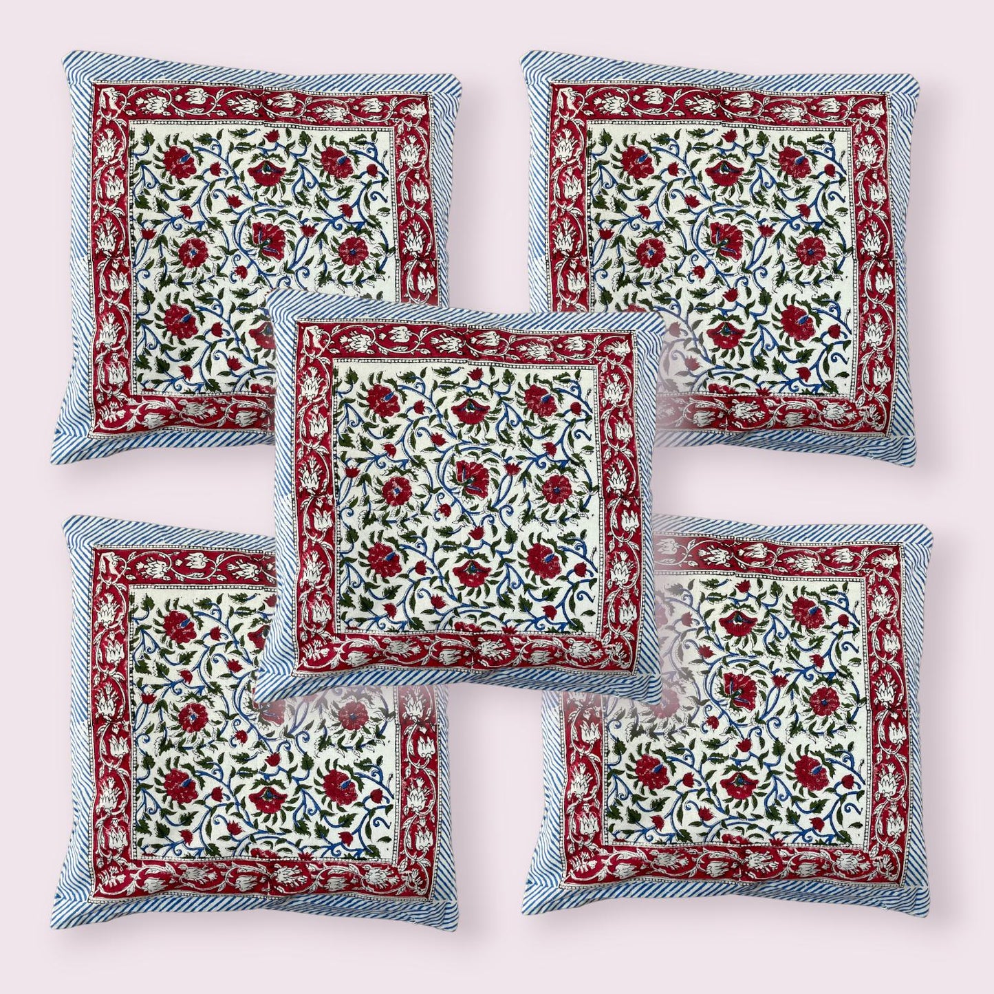 Cotton Cushion Cover Traditional Hand Block Printed Suitable for Bed Room,Living Room,Sofa Car Couch 16x16