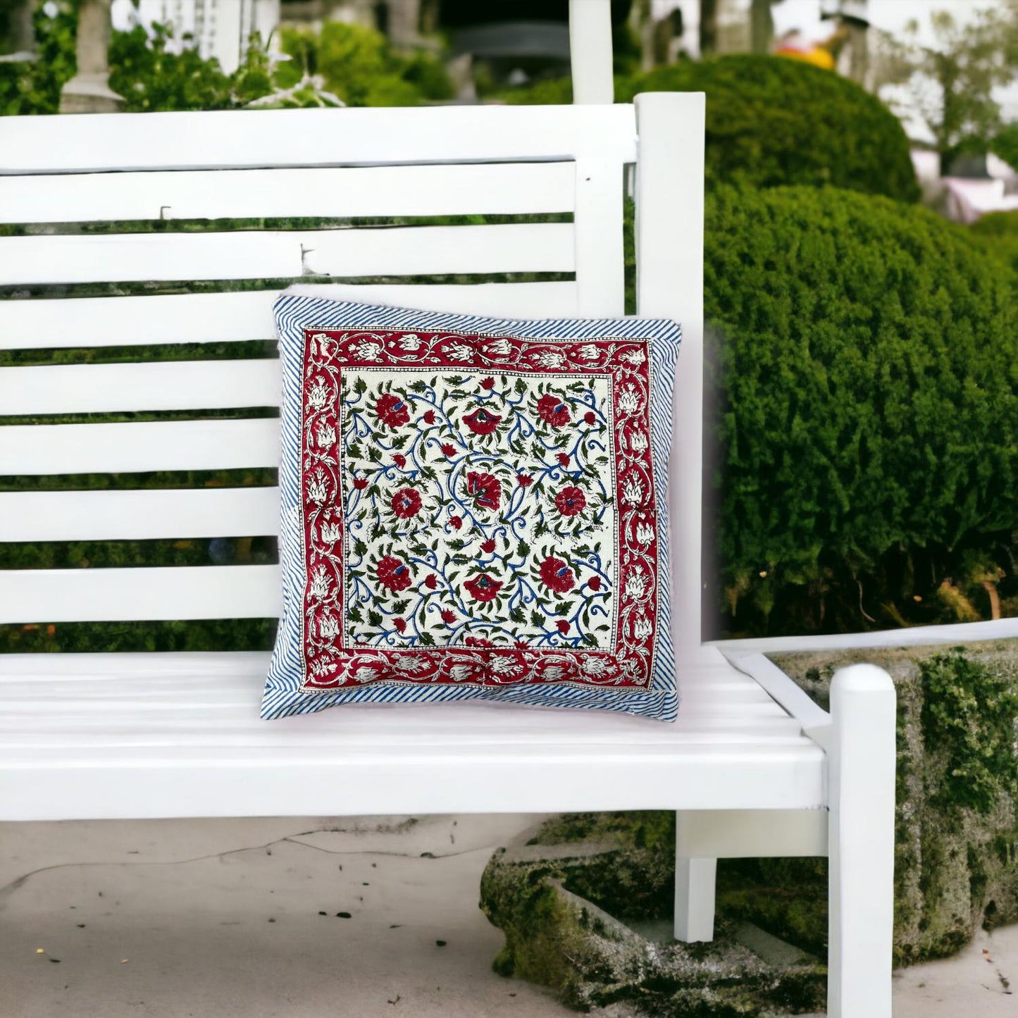 Cotton Cushion Cover Traditional Hand Block Printed Suitable for Bed Room,Living Room,Sofa Car Couch 16x16