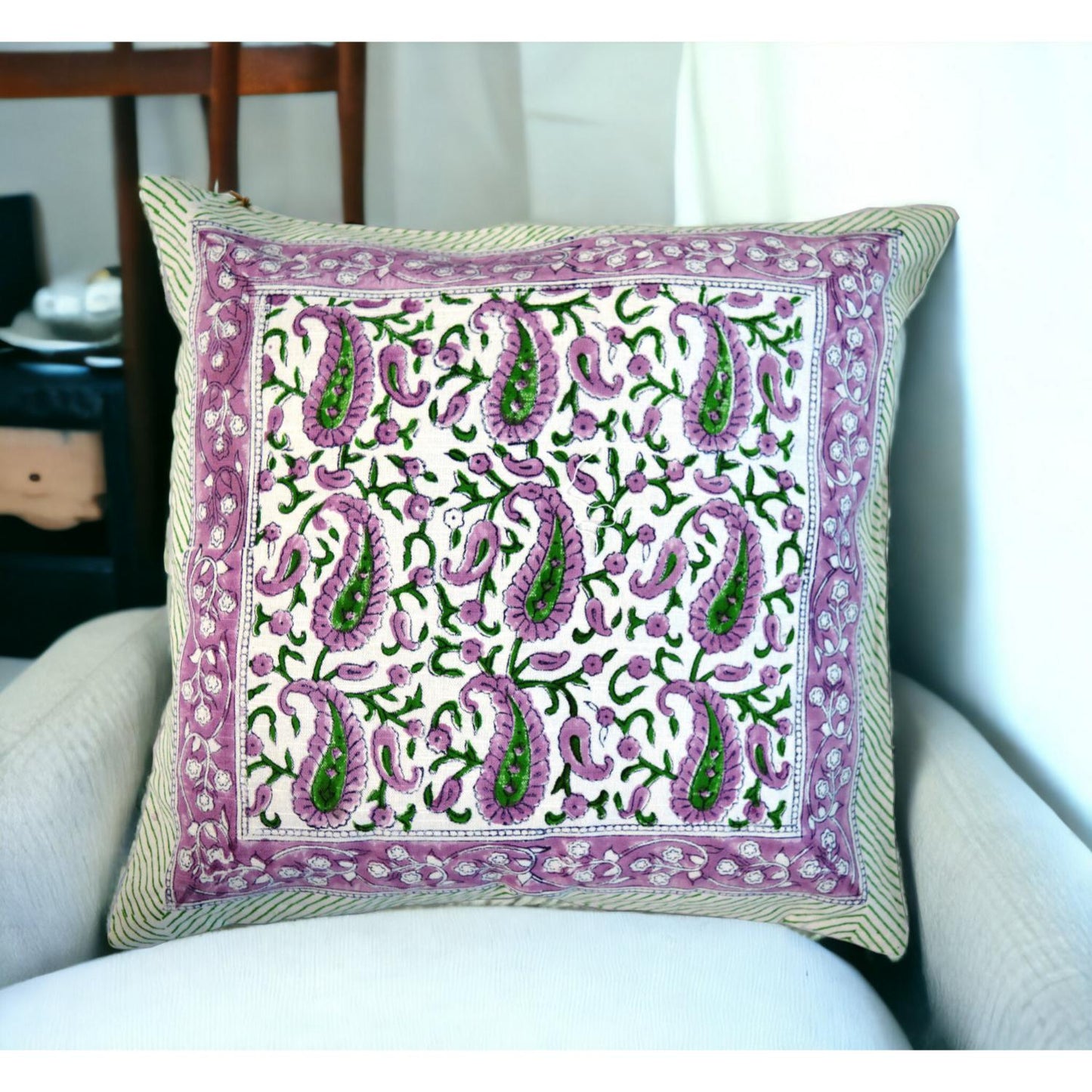 Cotton Cushion Cover Traditional Hand Block Printed Suitable for Bed Room,Living Room,Sofa Car Couch 16x16