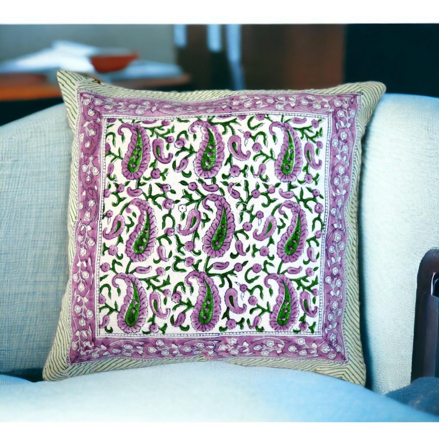 Cotton Cushion Cover Traditional Hand Block Printed Suitable for Bed Room,Living Room,Sofa Car Couch 16x16