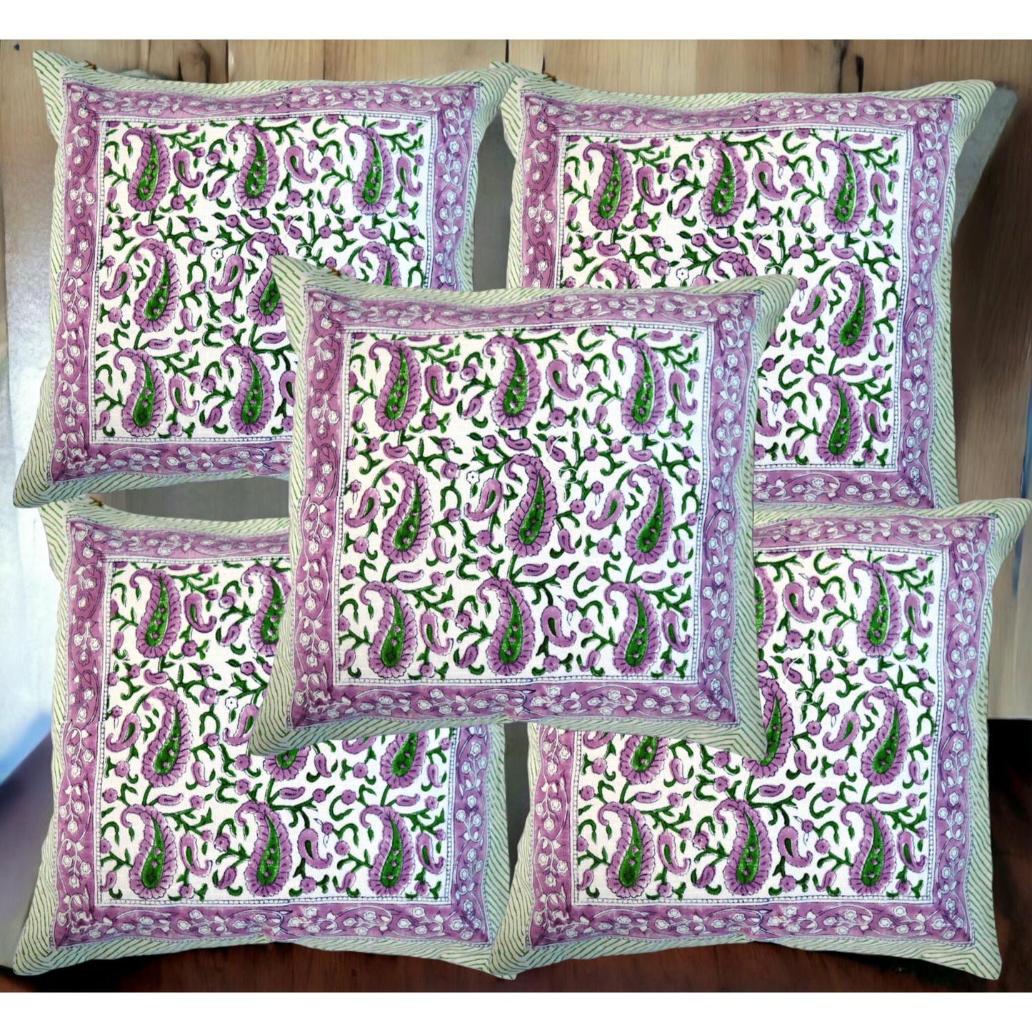 Cotton Cushion Cover Traditional Hand Block Printed Suitable for Bed Room,Living Room,Sofa Car Couch 16x16