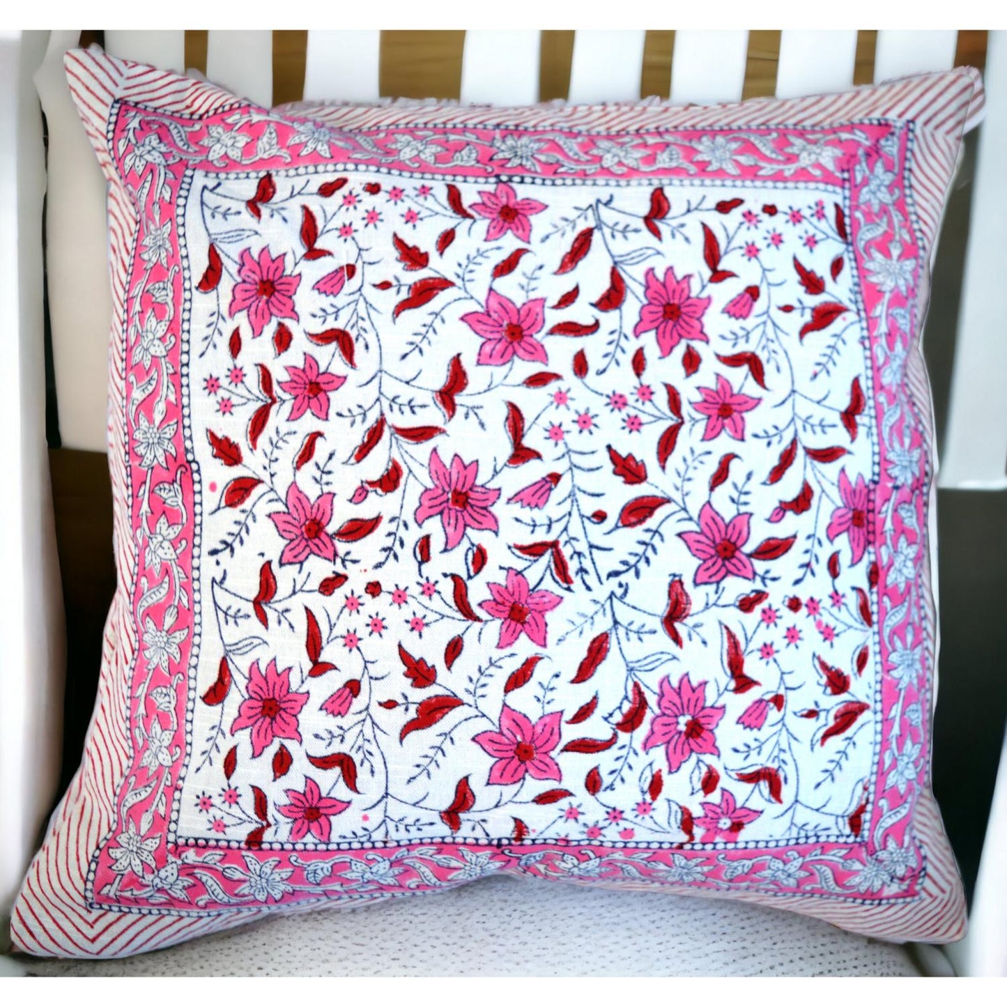 Cotton Cushion Cover Traditional Hand Block Printed Suitable for Bed Room,Living Room,Sofa Car Couch 16x16