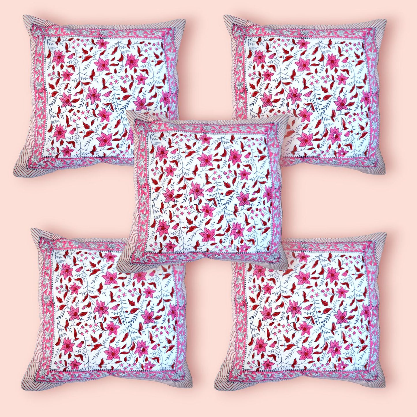 Cotton Cushion Cover Traditional Hand Block Printed Suitable for Bed Room,Living Room,Sofa Car Couch 16x16
