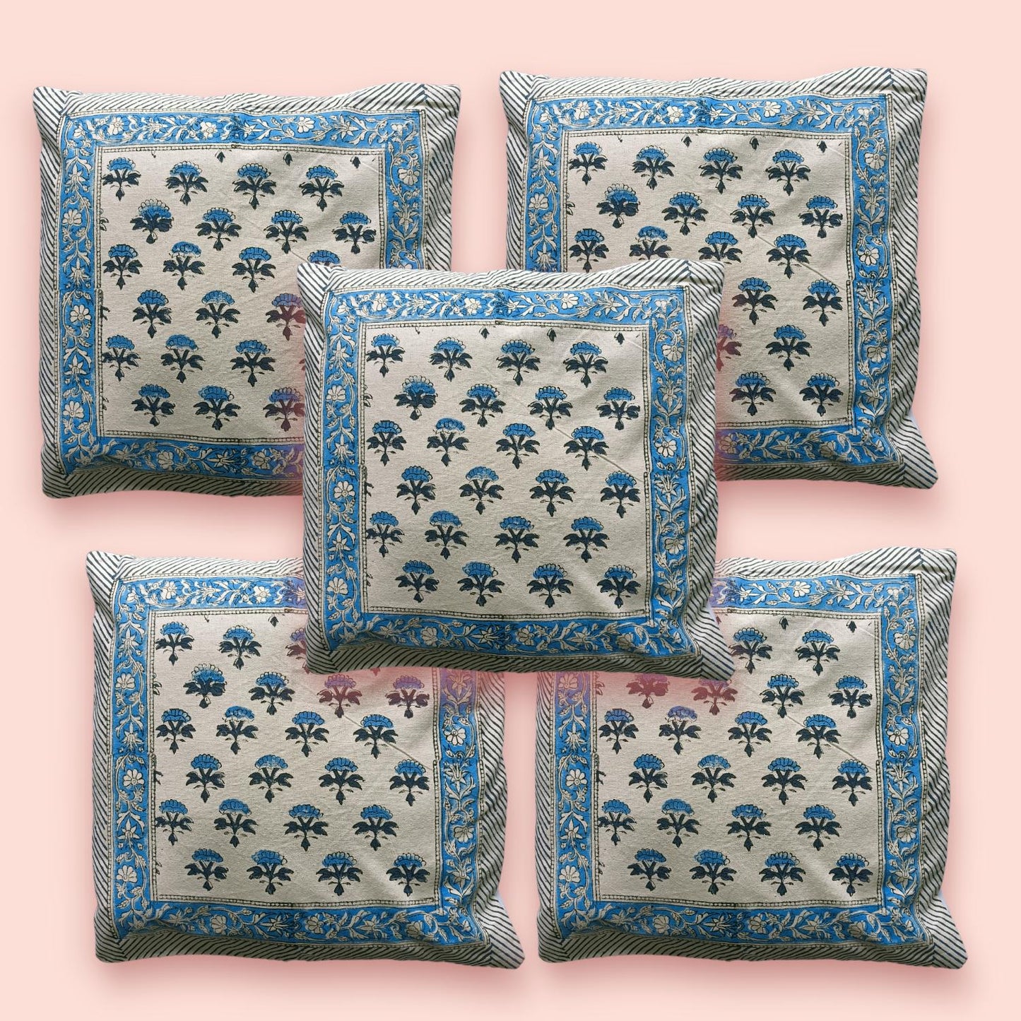 Cotton Cushion Cover Traditional Hand Block Printed Suitable for Bed Room,Living Room,Sofa Car Couch 16x16