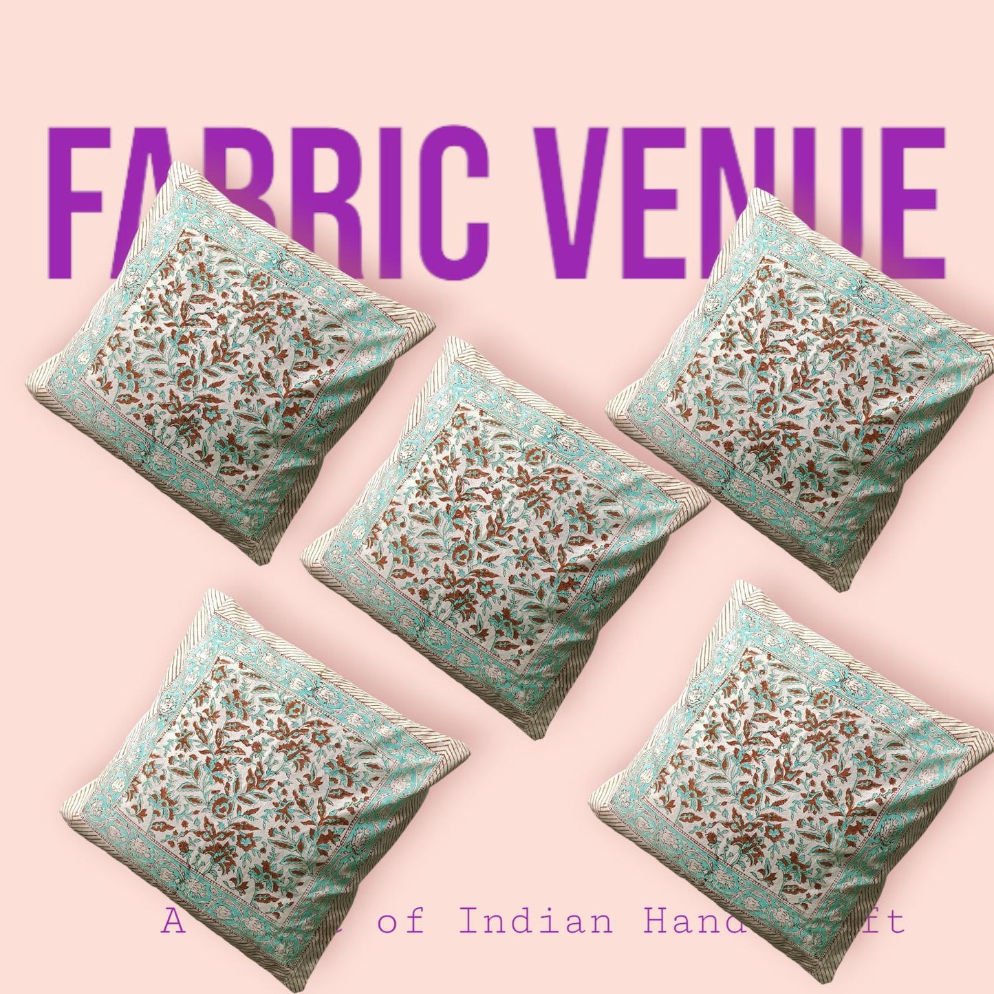 Cotton Cushion Cover Traditional Hand Block Printed Suitable for Bed Room,Living Room,Sofa Car Couch 16x16