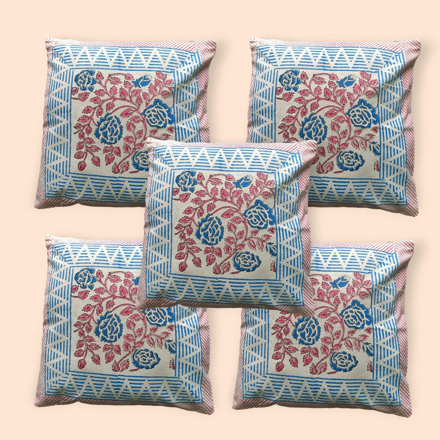 Cotton Cushion Cover Traditional Hand Block Printed Suitable for Bed Room,Living Room,Sofa Car Couch 16x16