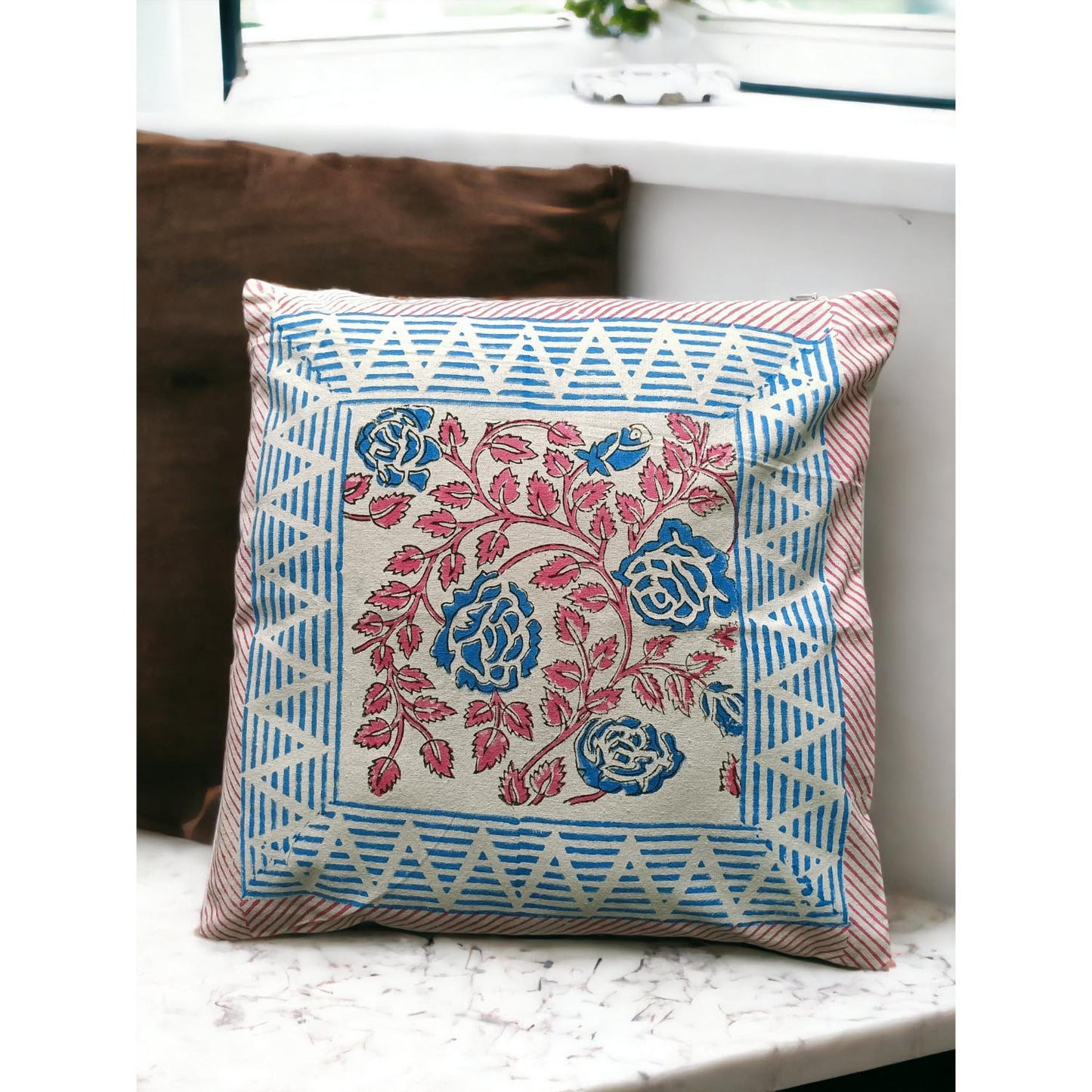 Cotton Cushion Cover Traditional Hand Block Printed Suitable for Bed Room,Living Room,Sofa Car Couch 16x16