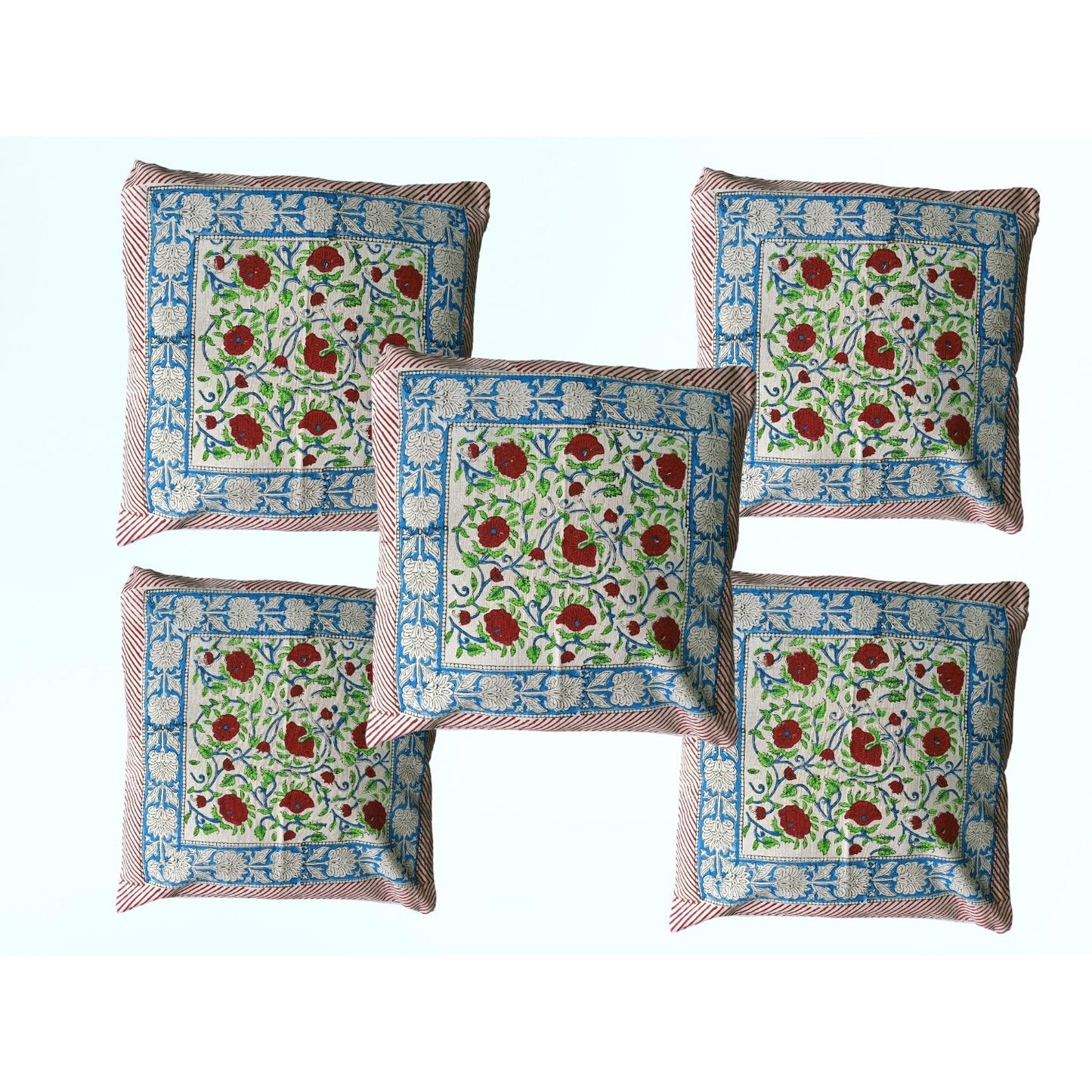 Cotton Cushion Cover Traditional Hand Block Printed Suitable for Bed Room,Living Room,Sofa Car Couch 16x16